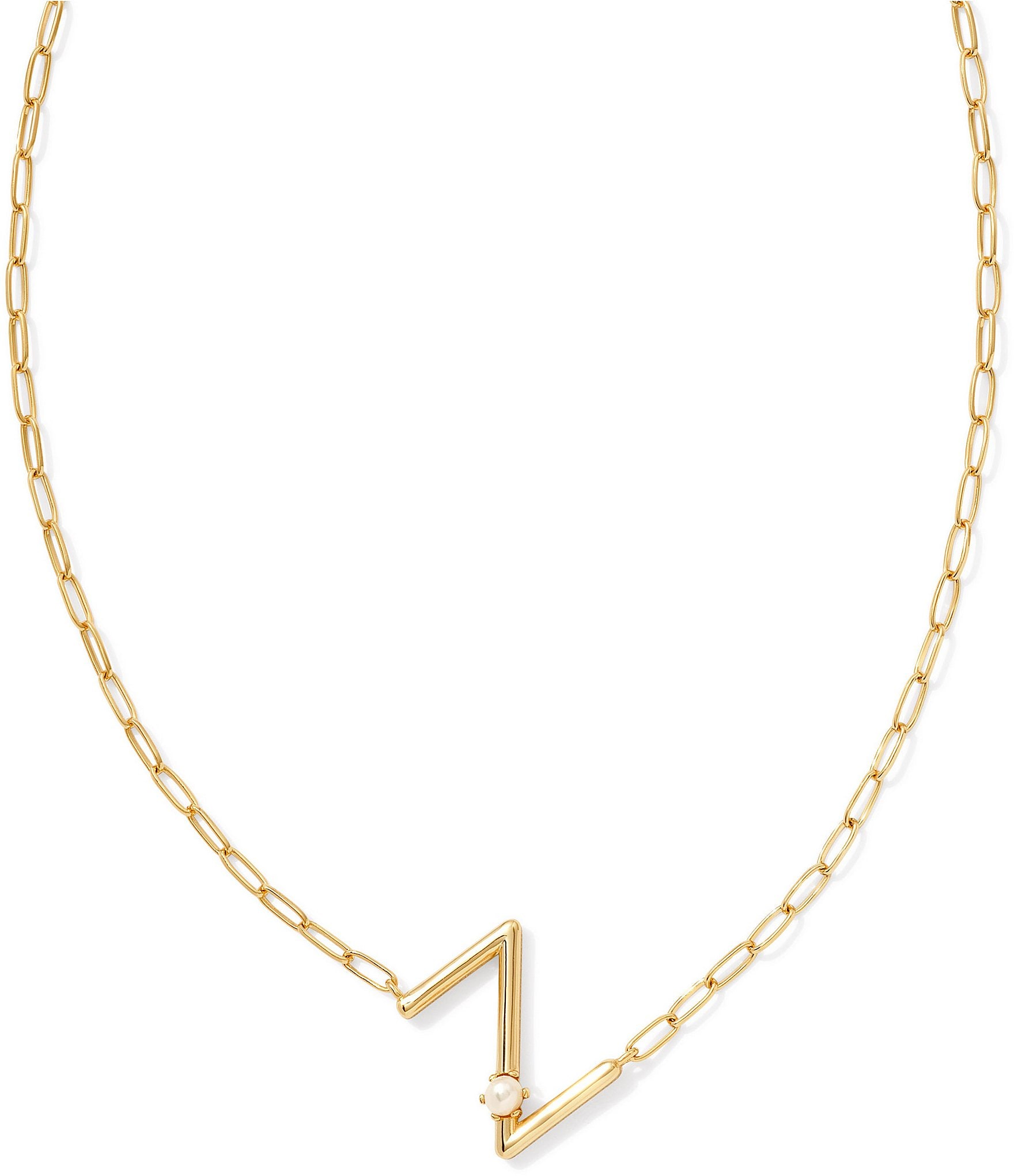 Kendra Scott Pearl Initial Gold Short Pendant Necklace