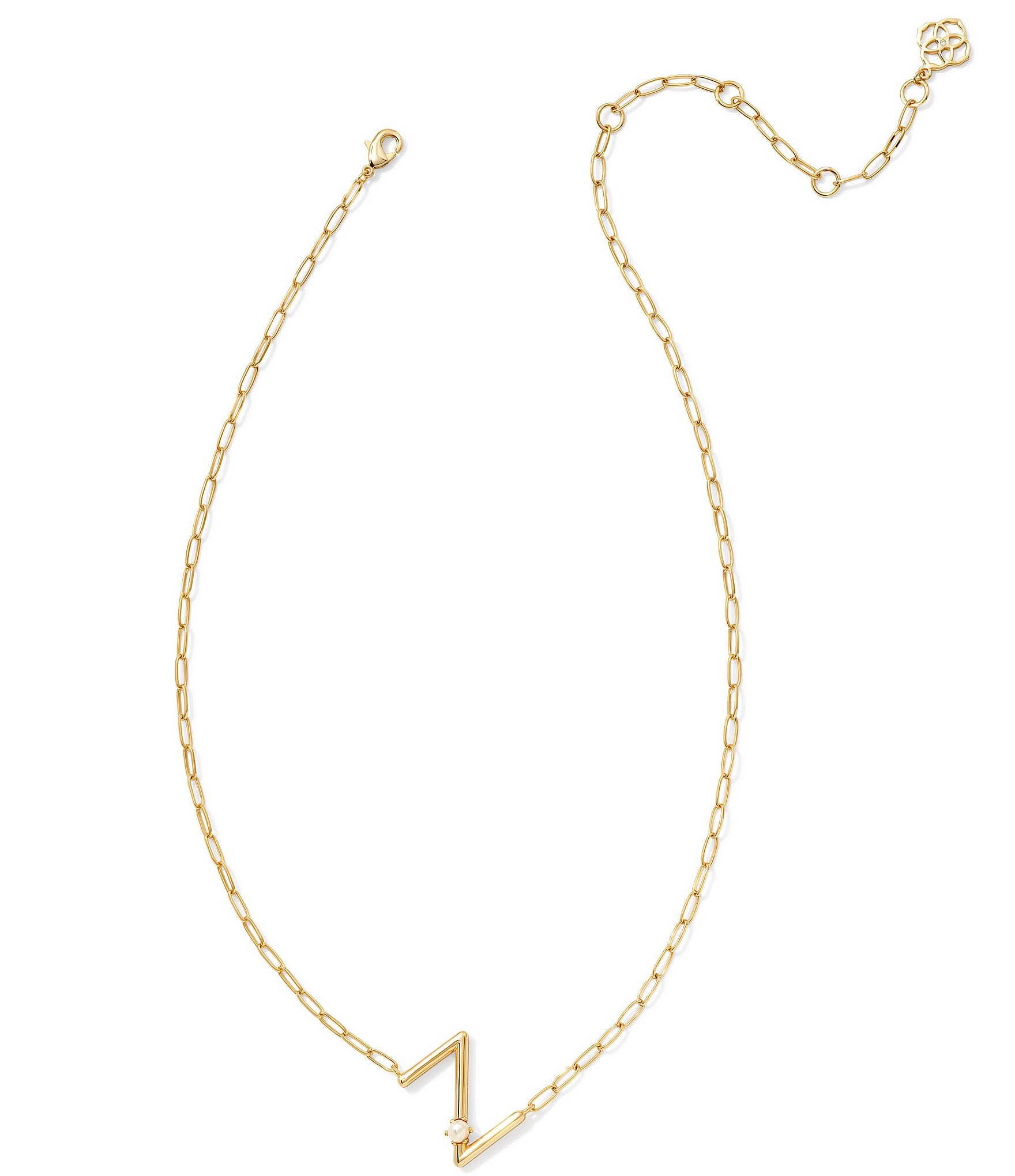 Kendra Scott Pearl Initial Gold Short Pendant Necklace