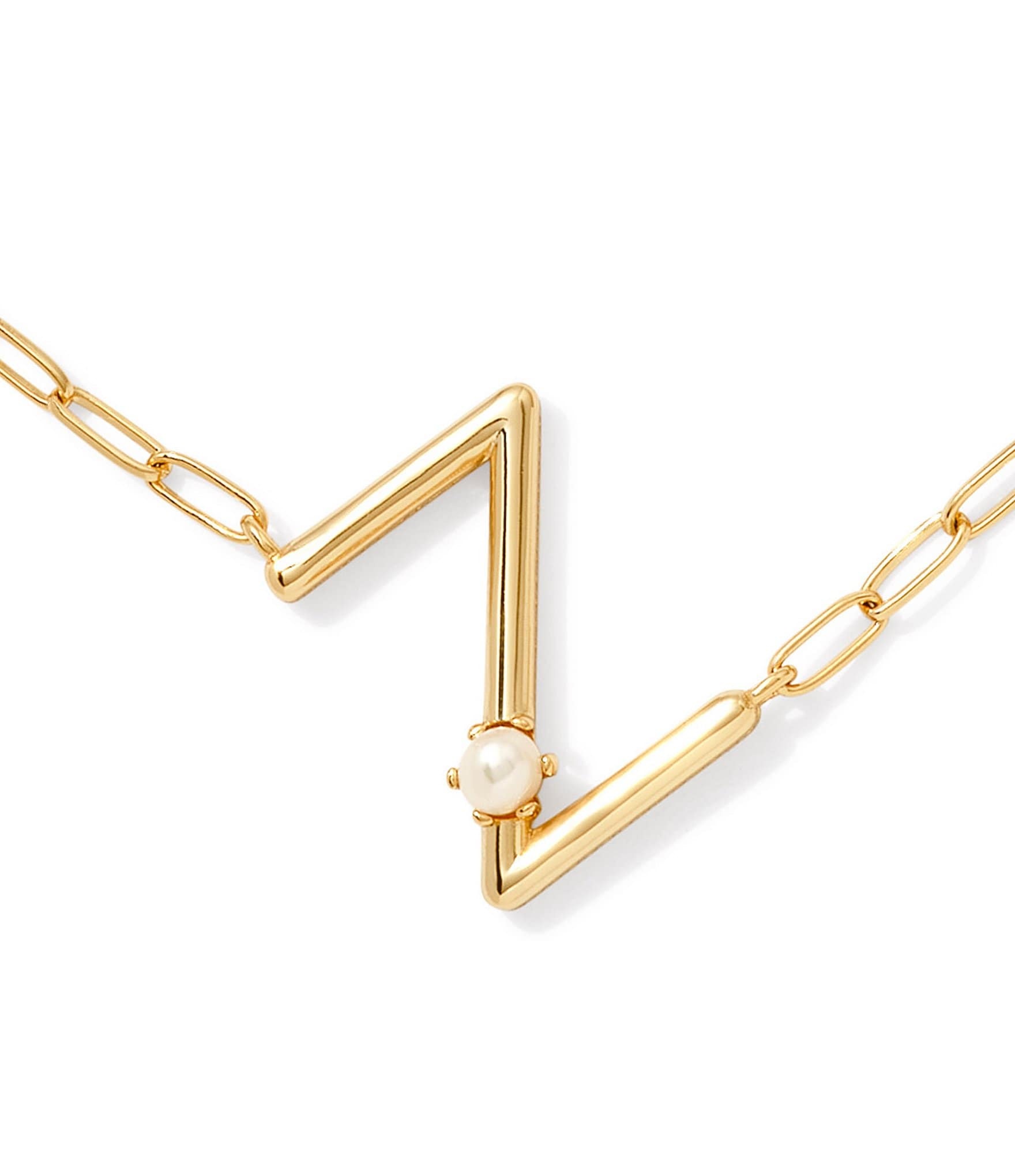 Kendra Scott Pearl Initial Gold Short Pendant Necklace