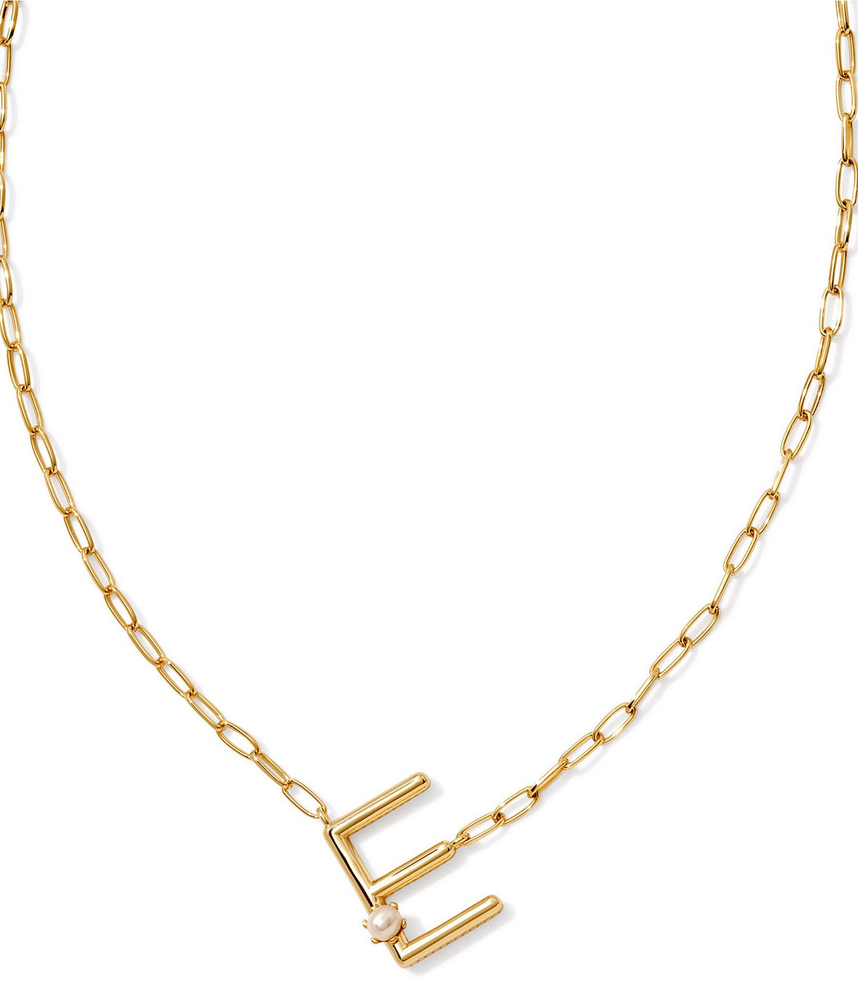 Kendra Scott Pearl Initial Gold Short Pendant Necklace