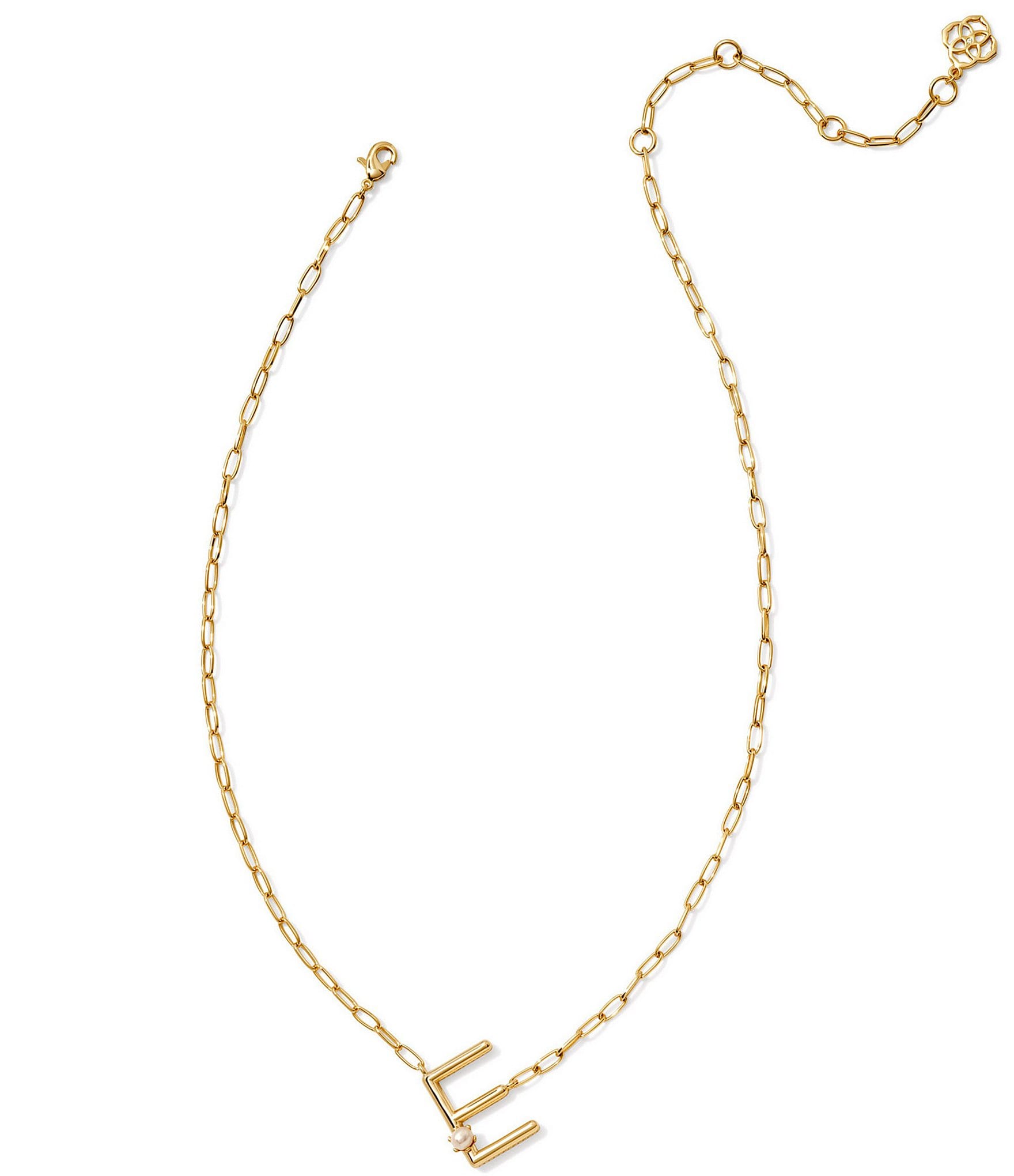 Kendra Scott Pearl Initial Gold Short Pendant Necklace