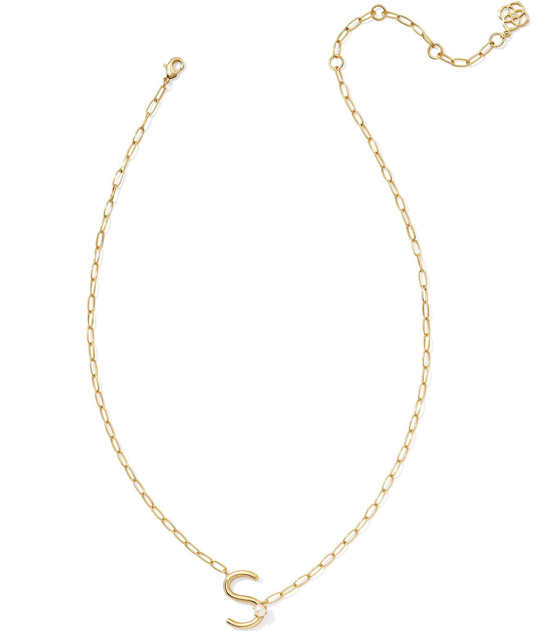 Kendra Scott Pearl Initial Gold Short Pendant Necklace