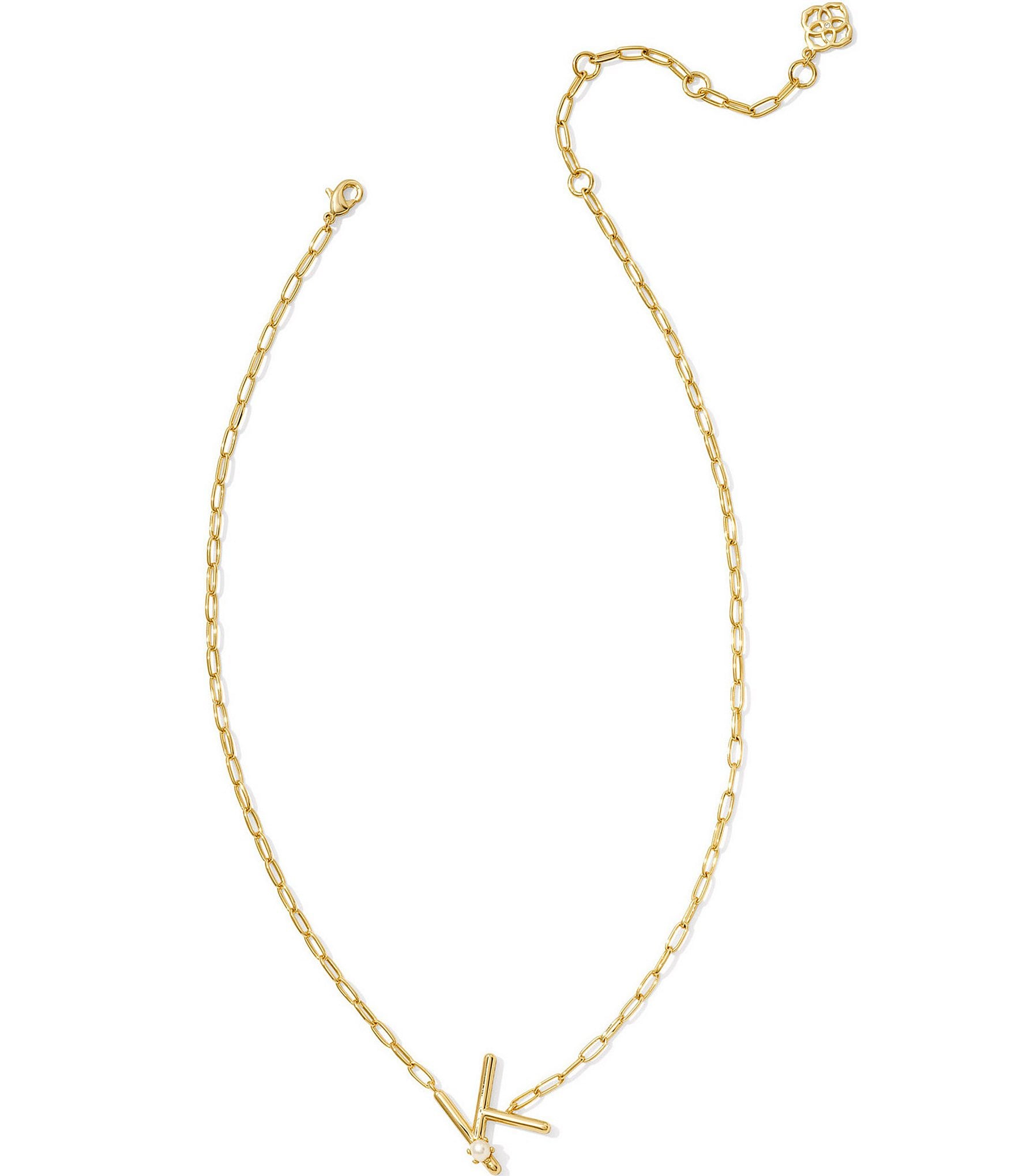 Kendra Scott Pearl Initial Gold Short Pendant Necklace