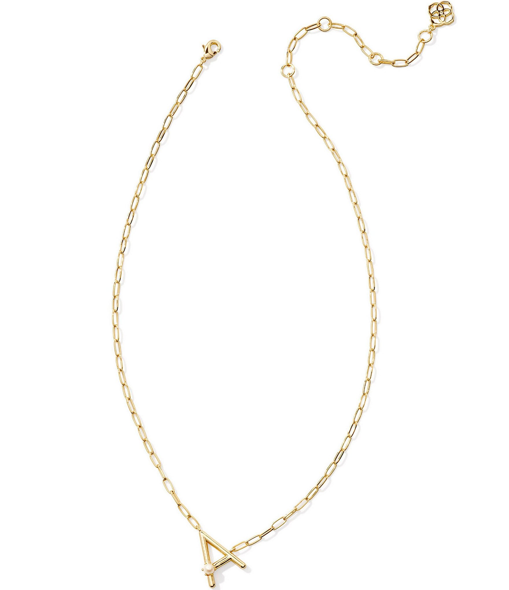 Kendra Scott Pearl Initial Gold Short Pendant Necklace