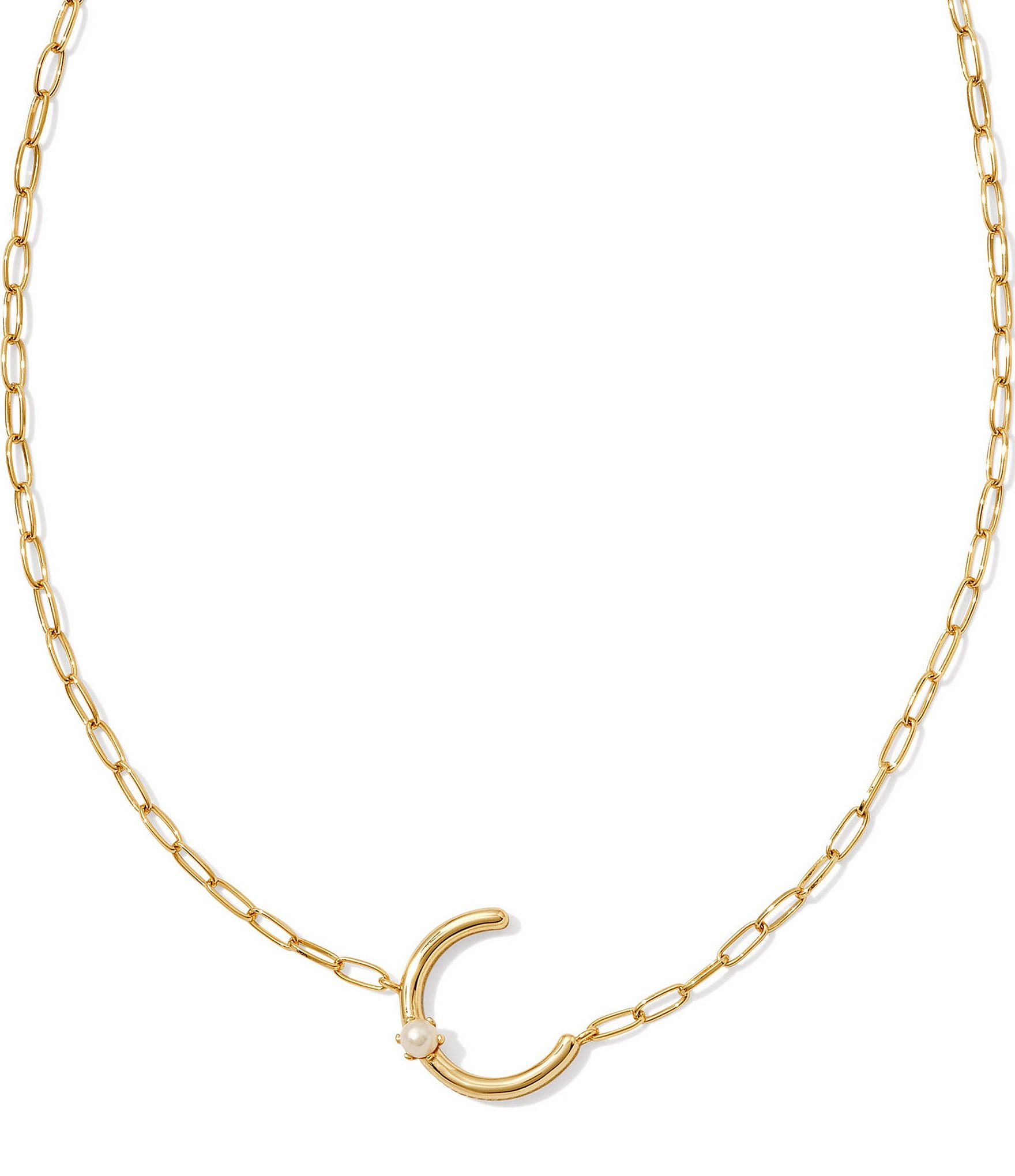 Kendra Scott Pearl Initial Gold Short Pendant Necklace