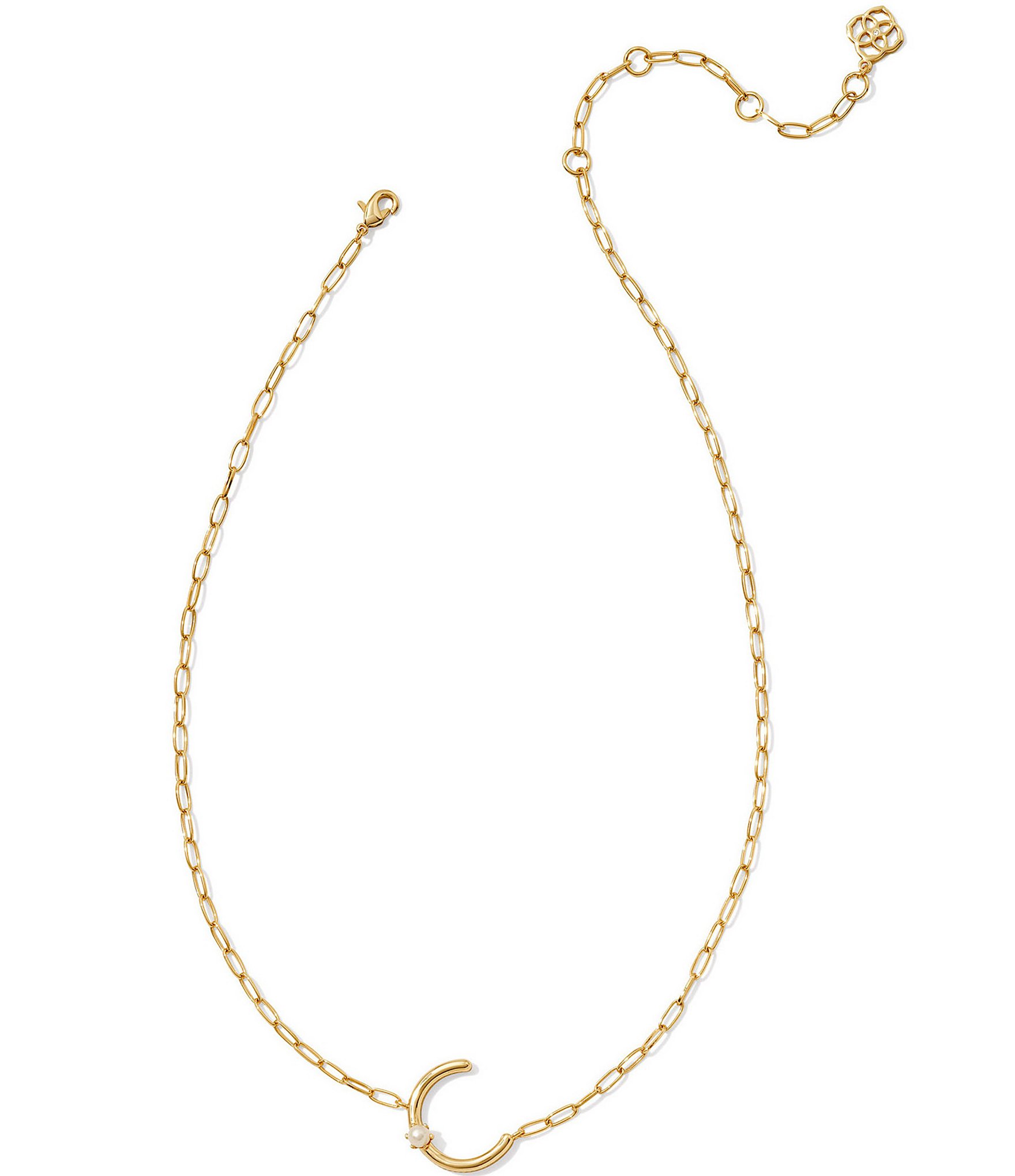 Kendra Scott Pearl Initial Gold Short Pendant Necklace