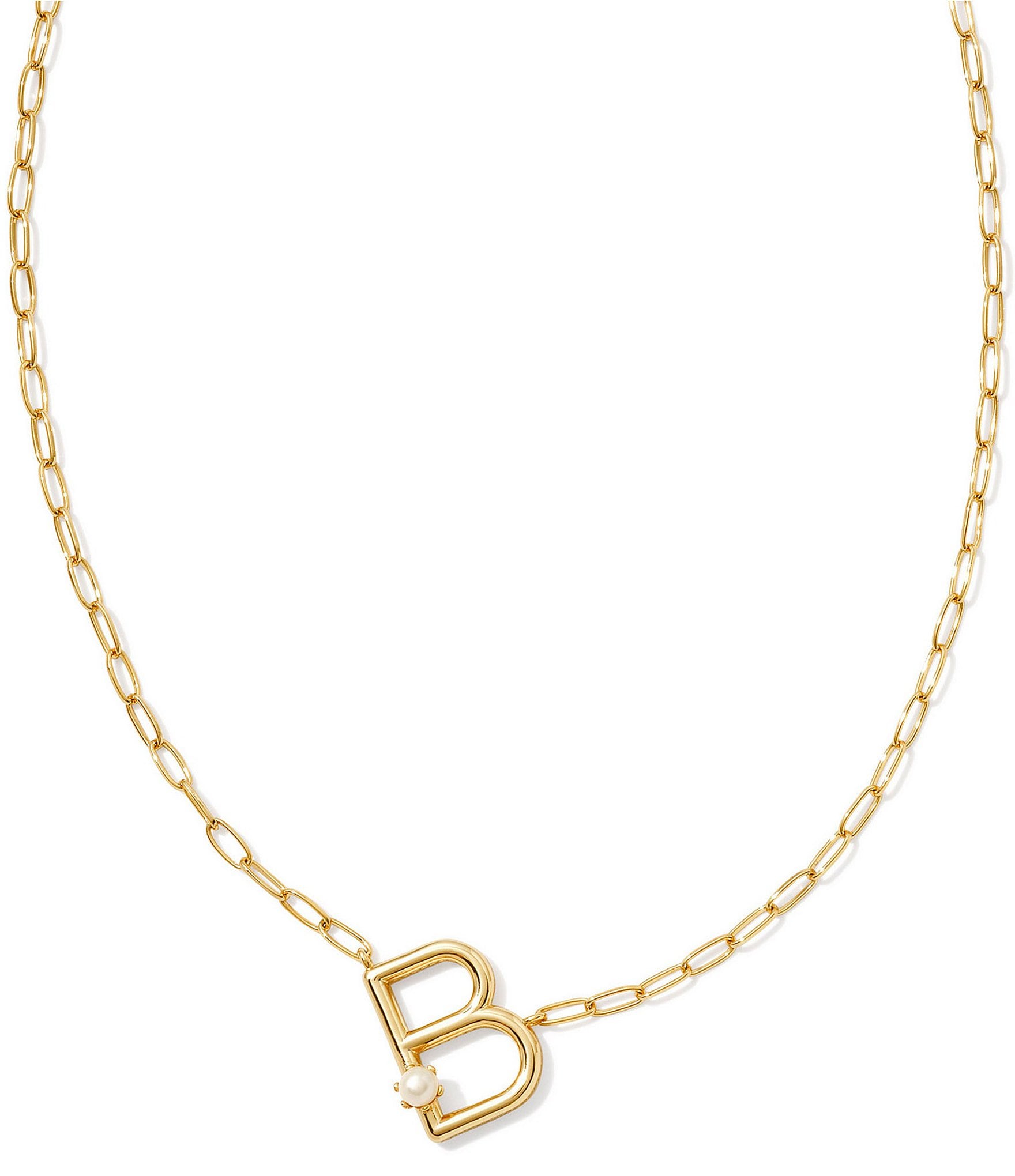 Kendra Scott Pearl Initial Gold Short Pendant Necklace