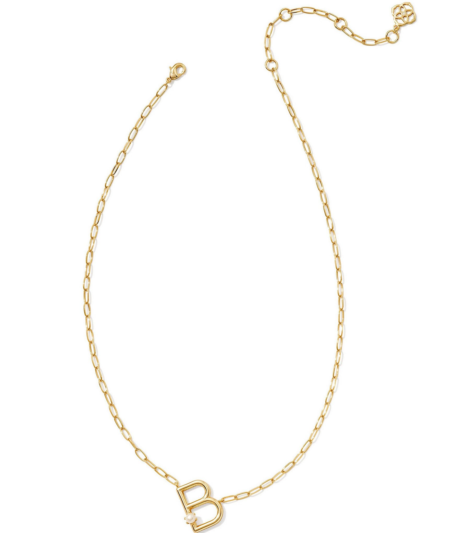 Kendra Scott Pearl Initial Gold Short Pendant Necklace