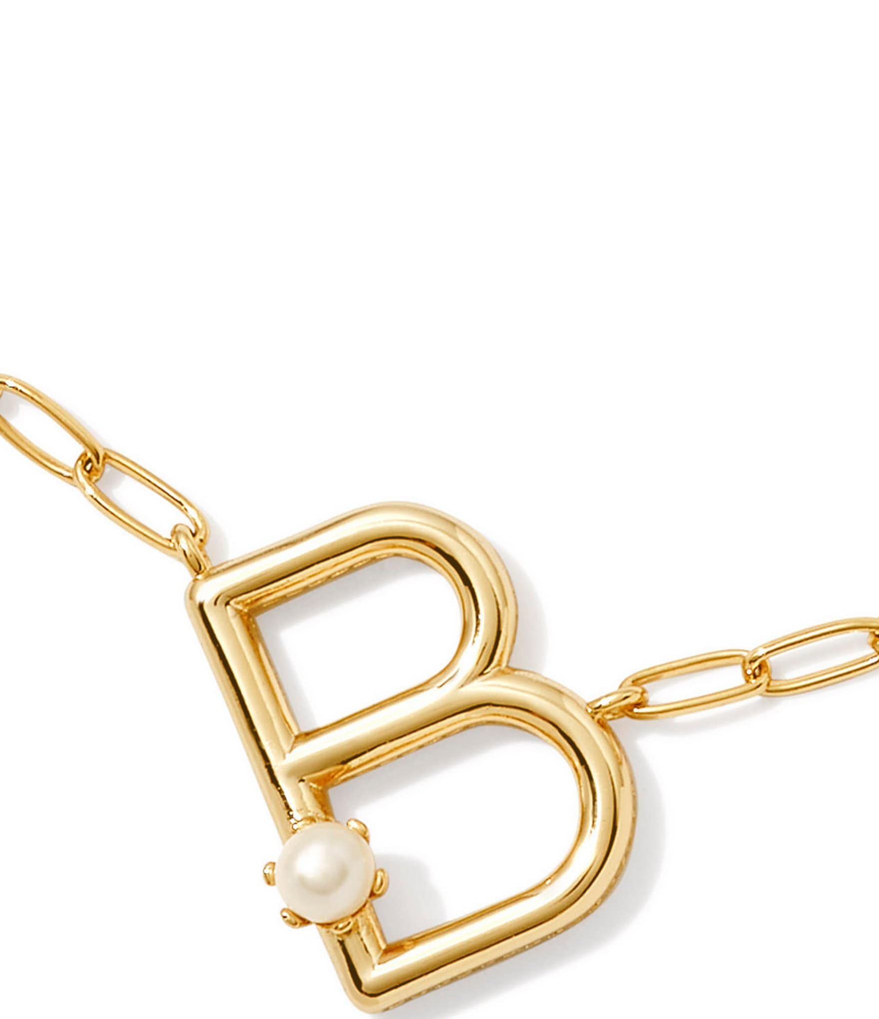 Kendra Scott Pearl Initial Gold Short Pendant Necklace