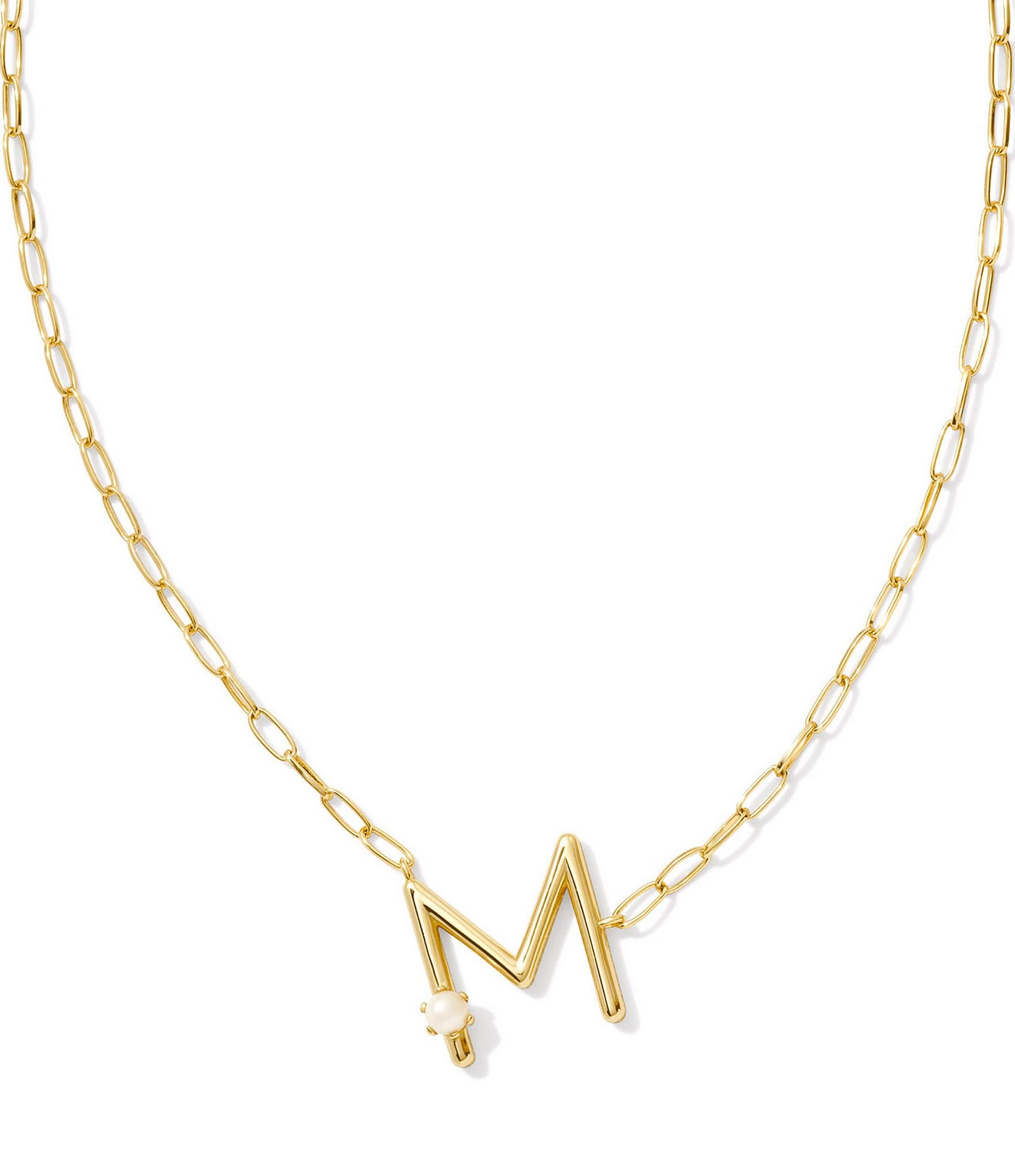 Kendra Scott Pearl Initial Gold Short Pendant Necklace