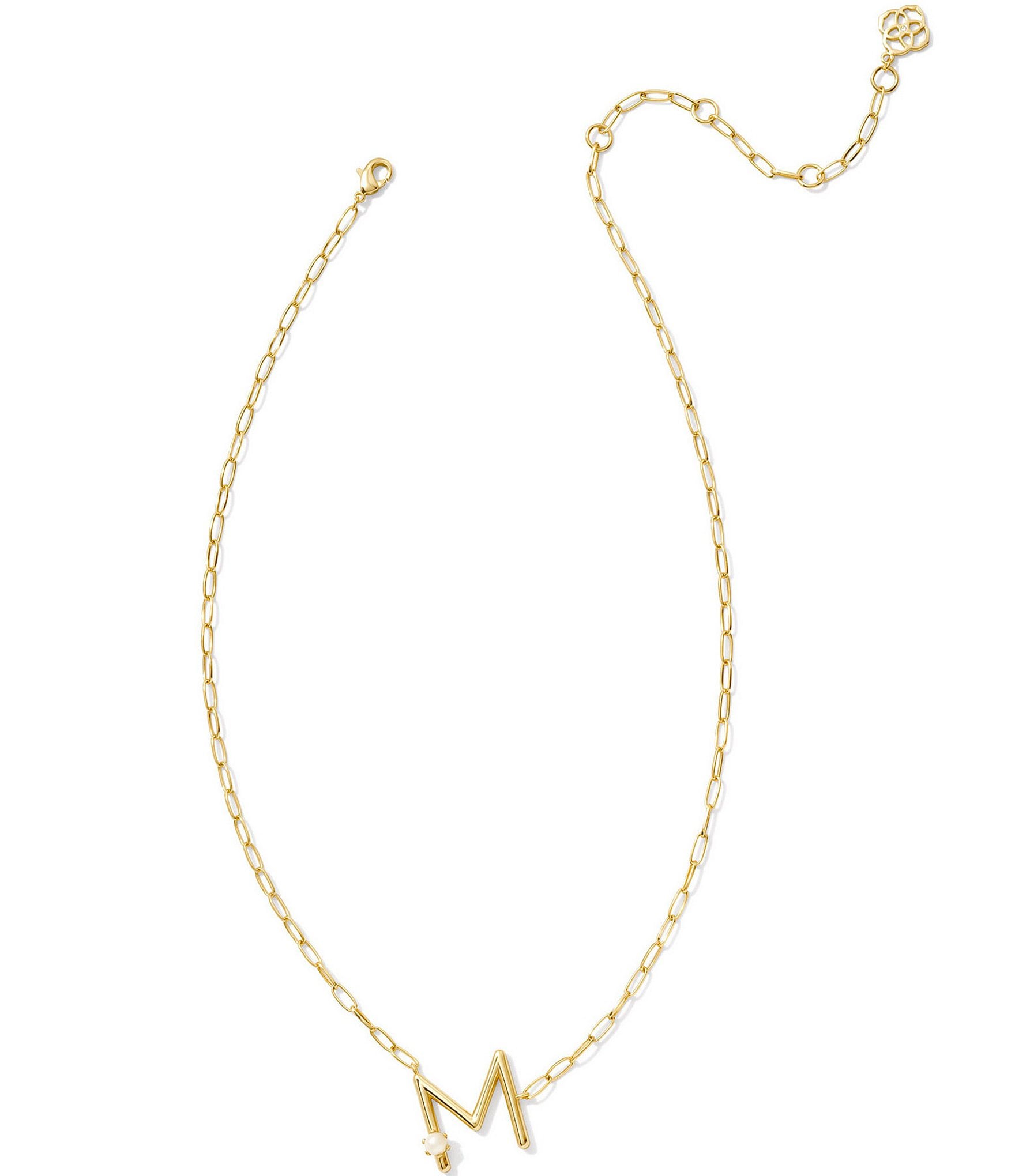 Kendra Scott Pearl Initial Gold Short Pendant Necklace