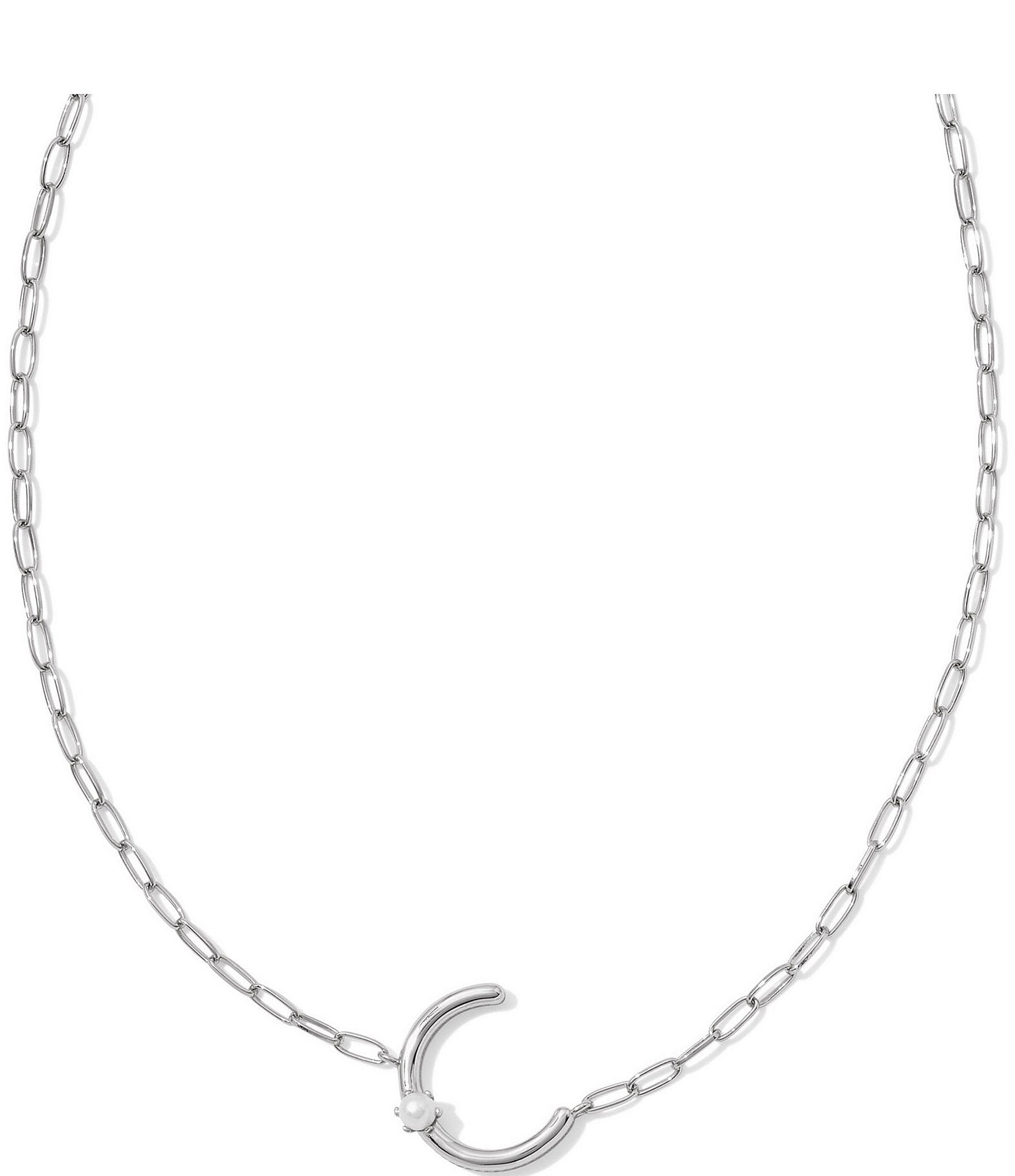 Kendra Scott Pearl Initial Silver Short Pendant Necklace