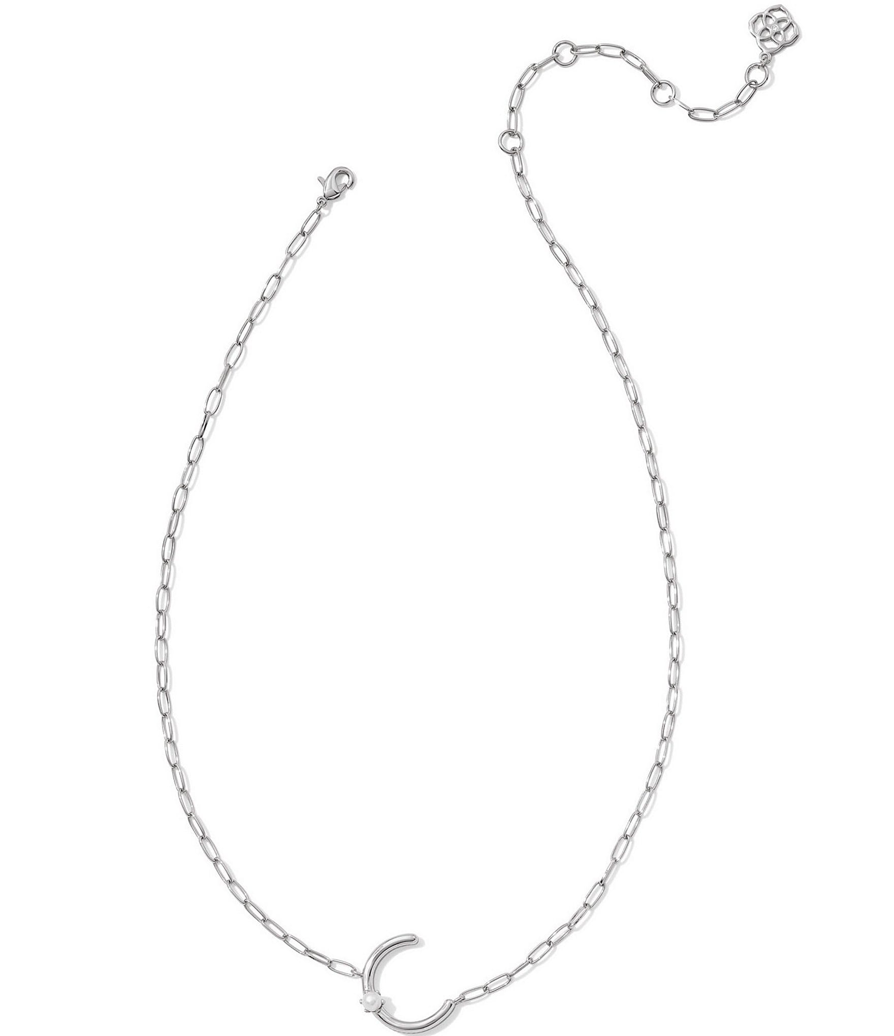 Kendra Scott Pearl Initial Silver Short Pendant Necklace