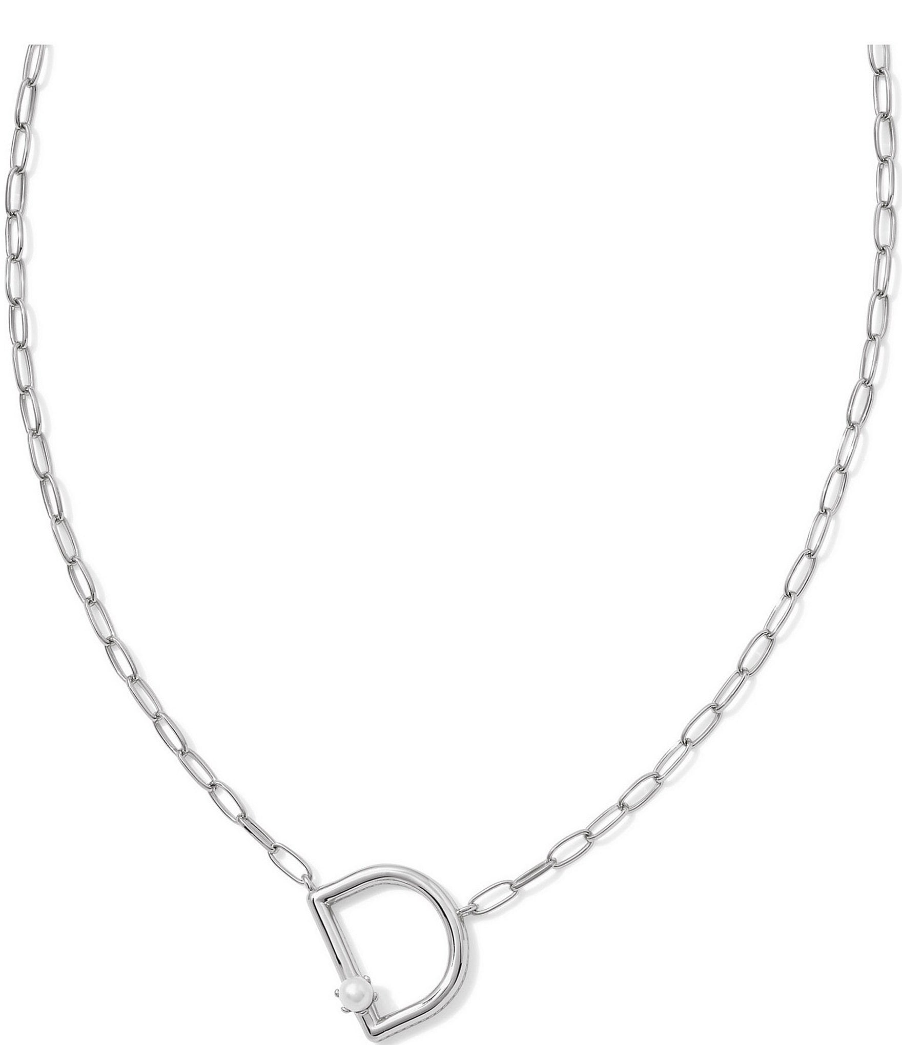 Kendra Scott Pearl Initial Silver Short Pendant Necklace