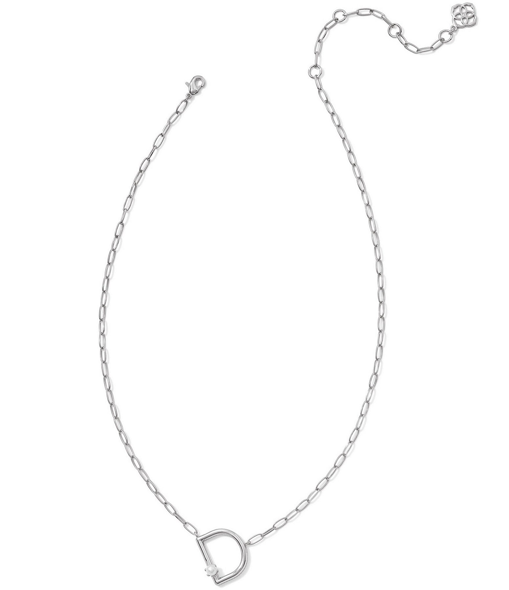 Kendra Scott Pearl Initial Silver Short Pendant Necklace