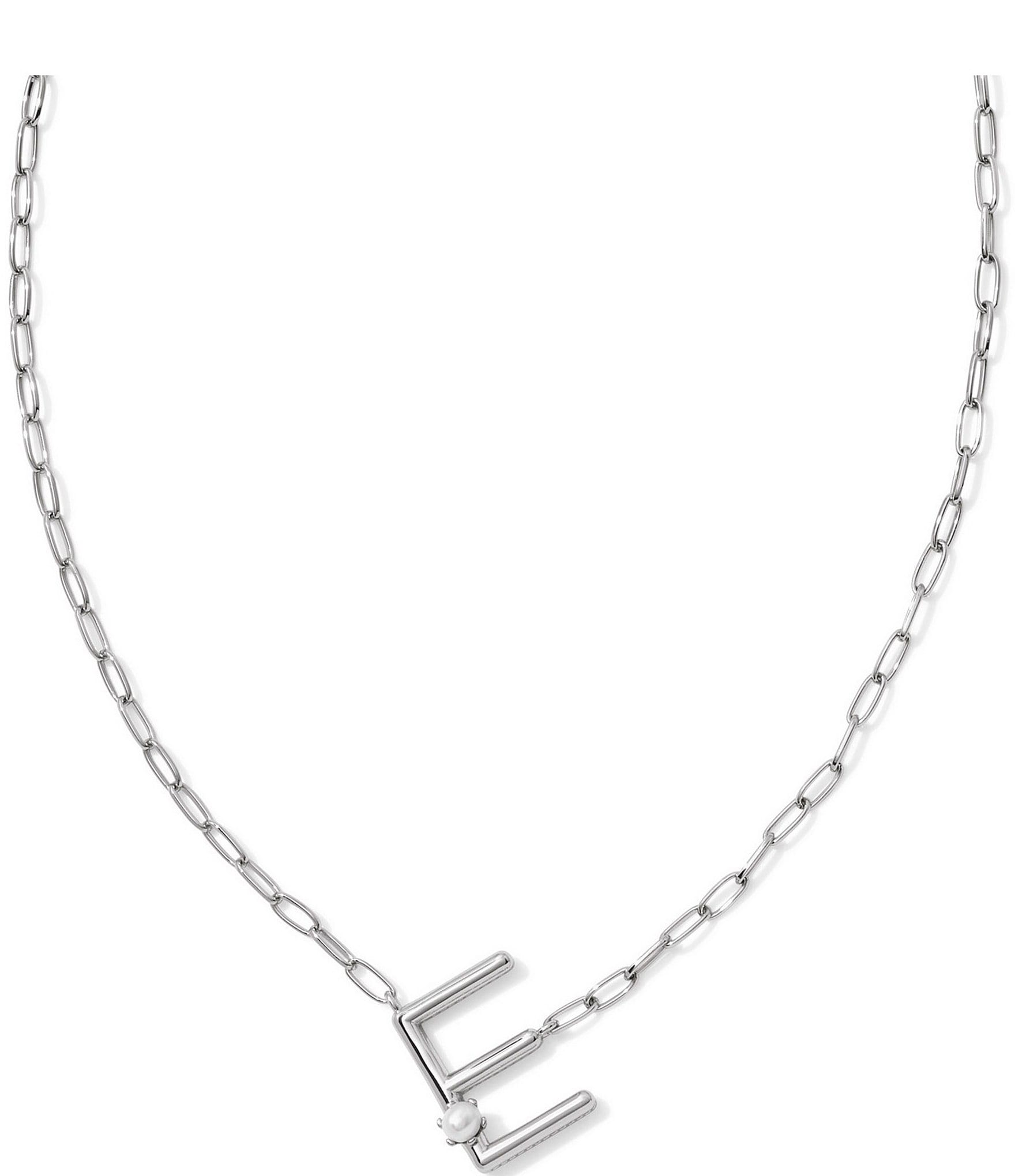 Kendra Scott Pearl Initial Silver Short Pendant Necklace