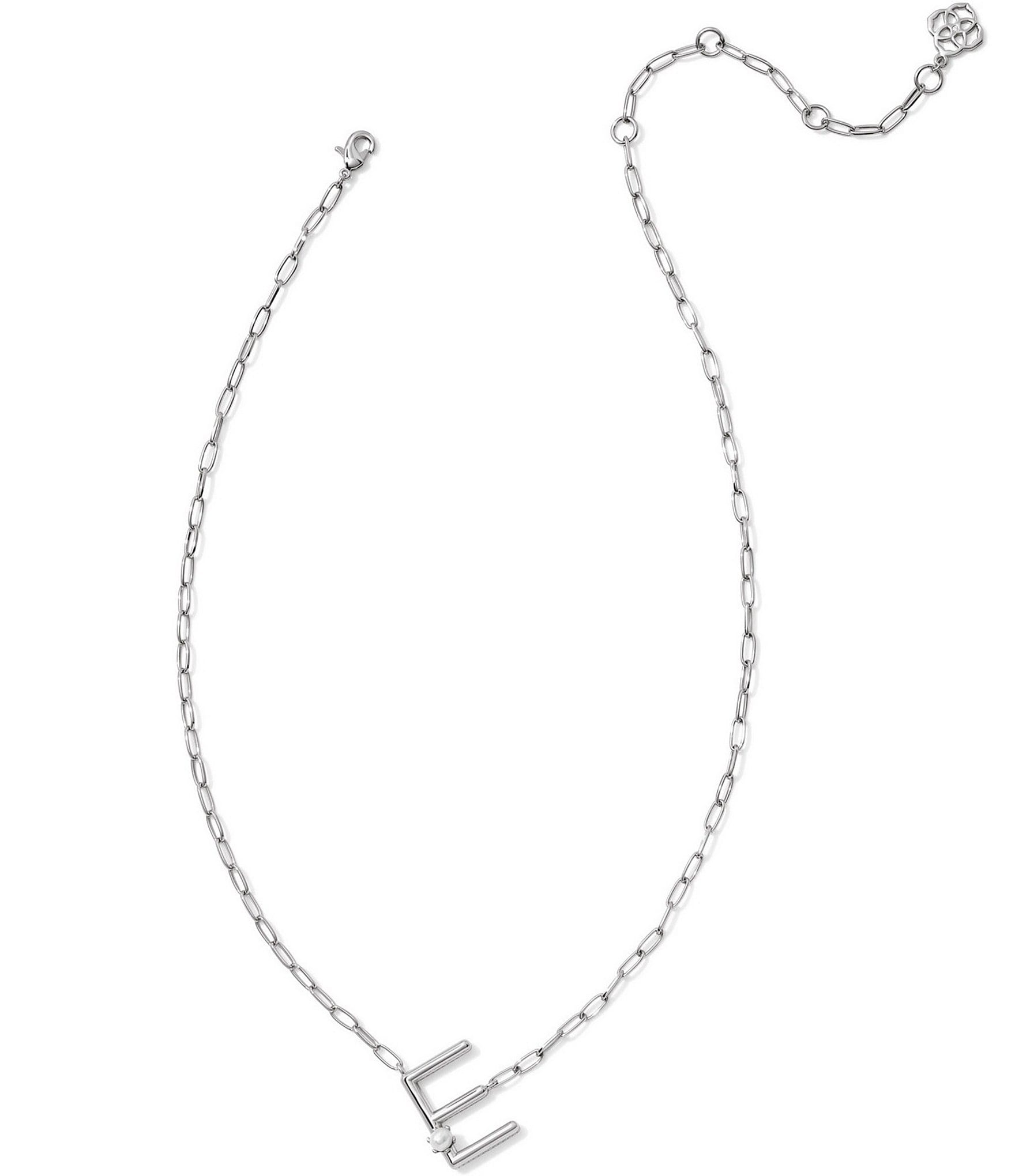 Kendra Scott Pearl Initial Silver Short Pendant Necklace