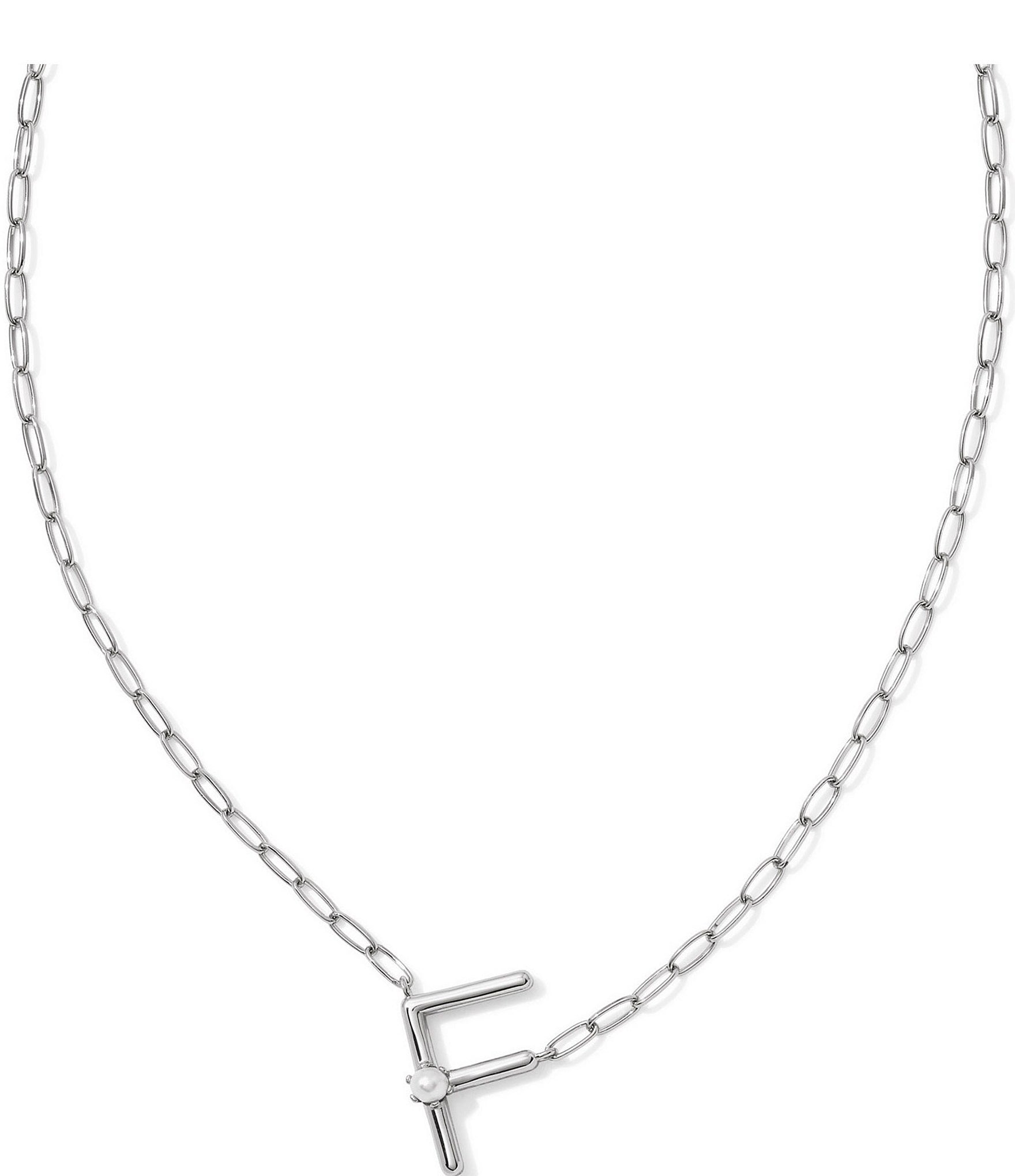 Kendra Scott Pearl Initial Silver Short Pendant Necklace