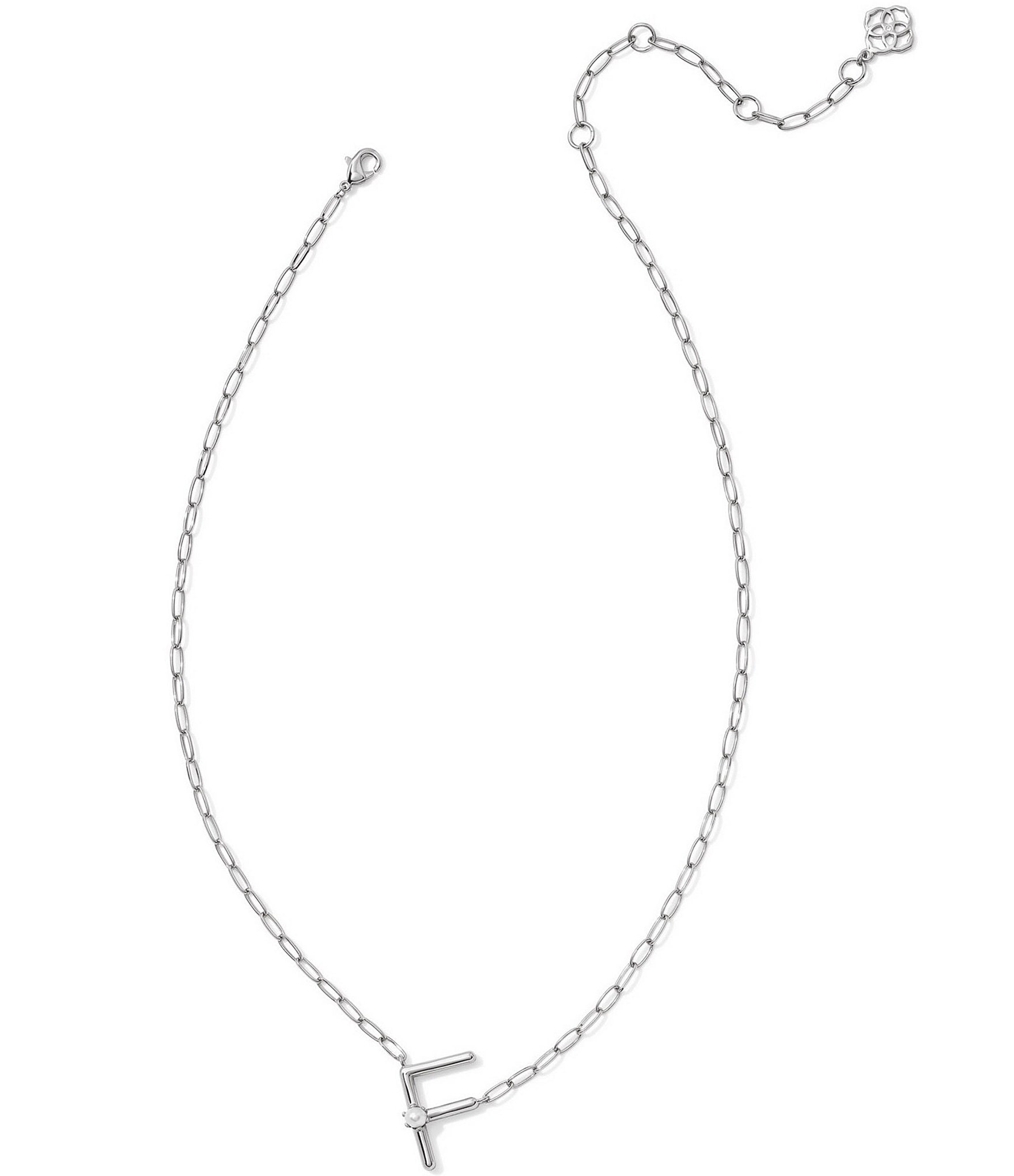 Kendra Scott Pearl Initial Silver Short Pendant Necklace