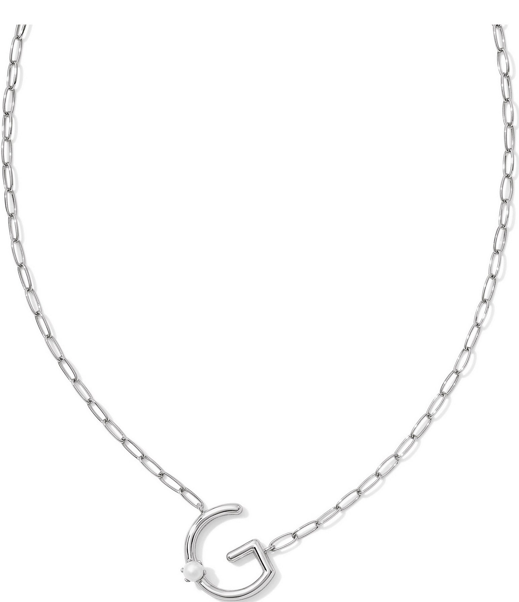 Kendra Scott Pearl Initial Silver Short Pendant Necklace