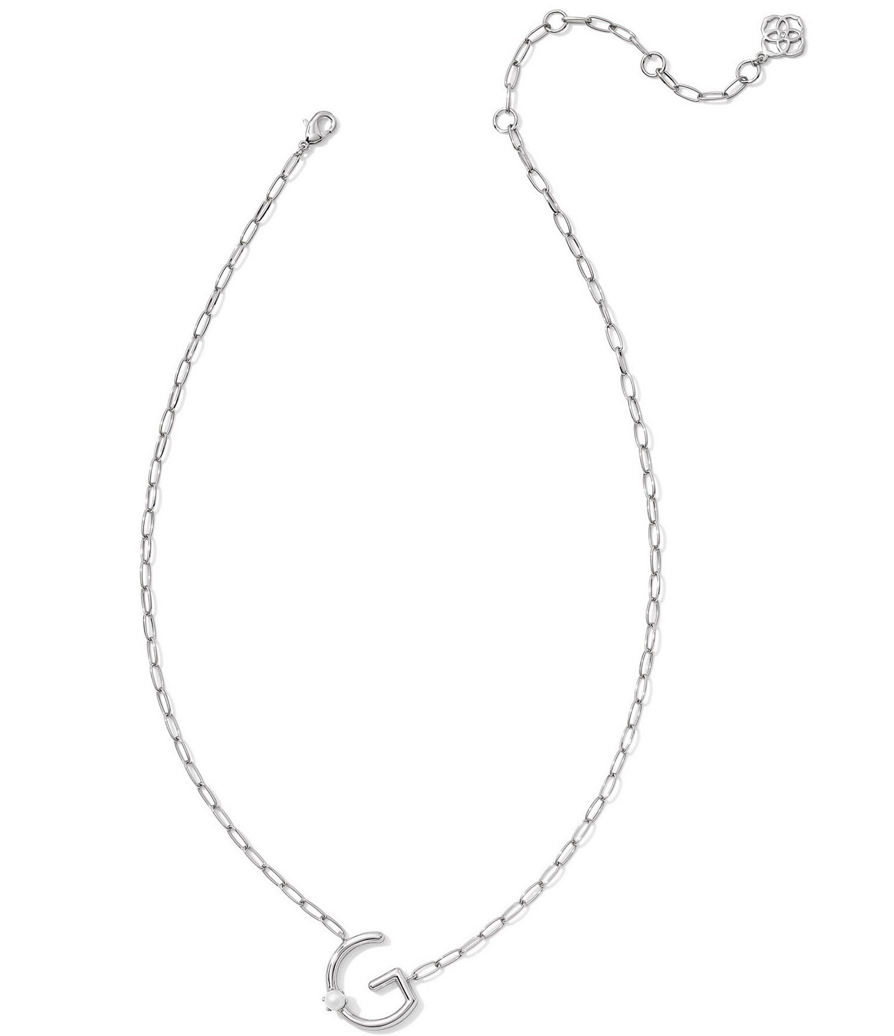 Kendra Scott Pearl Initial Silver Short Pendant Necklace