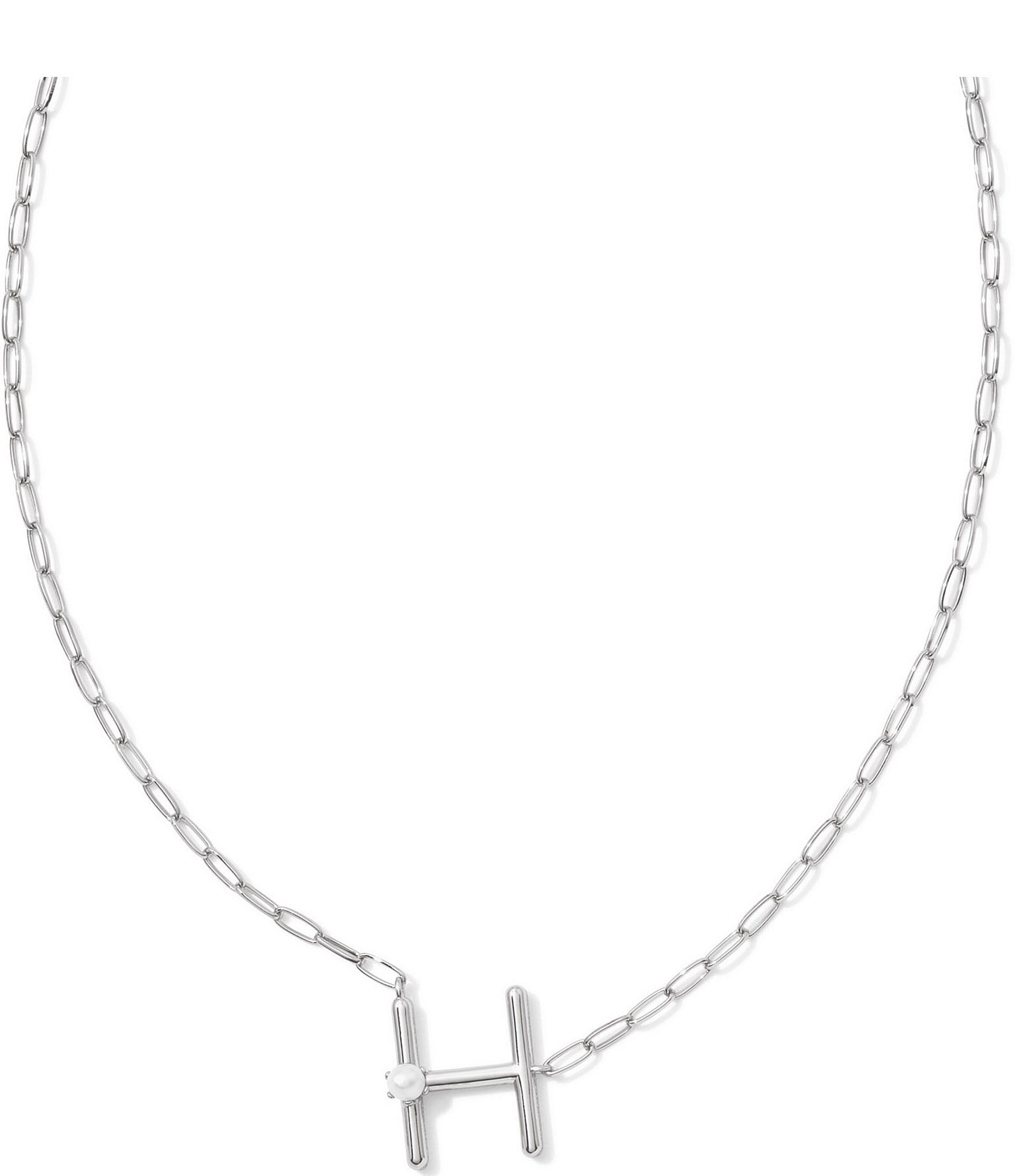 Kendra Scott Pearl Initial Silver Short Pendant Necklace