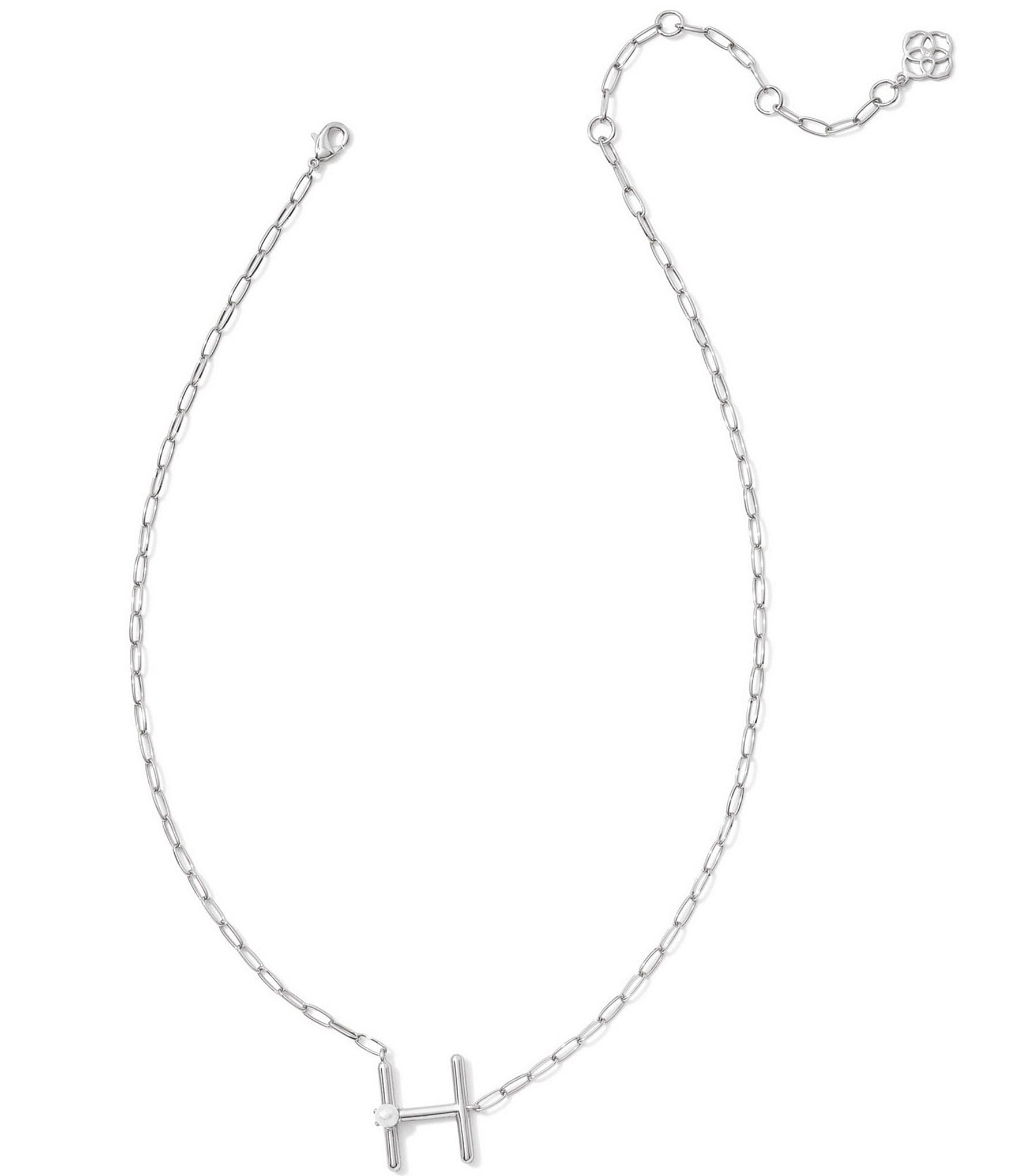 Kendra Scott Pearl Initial Silver Short Pendant Necklace