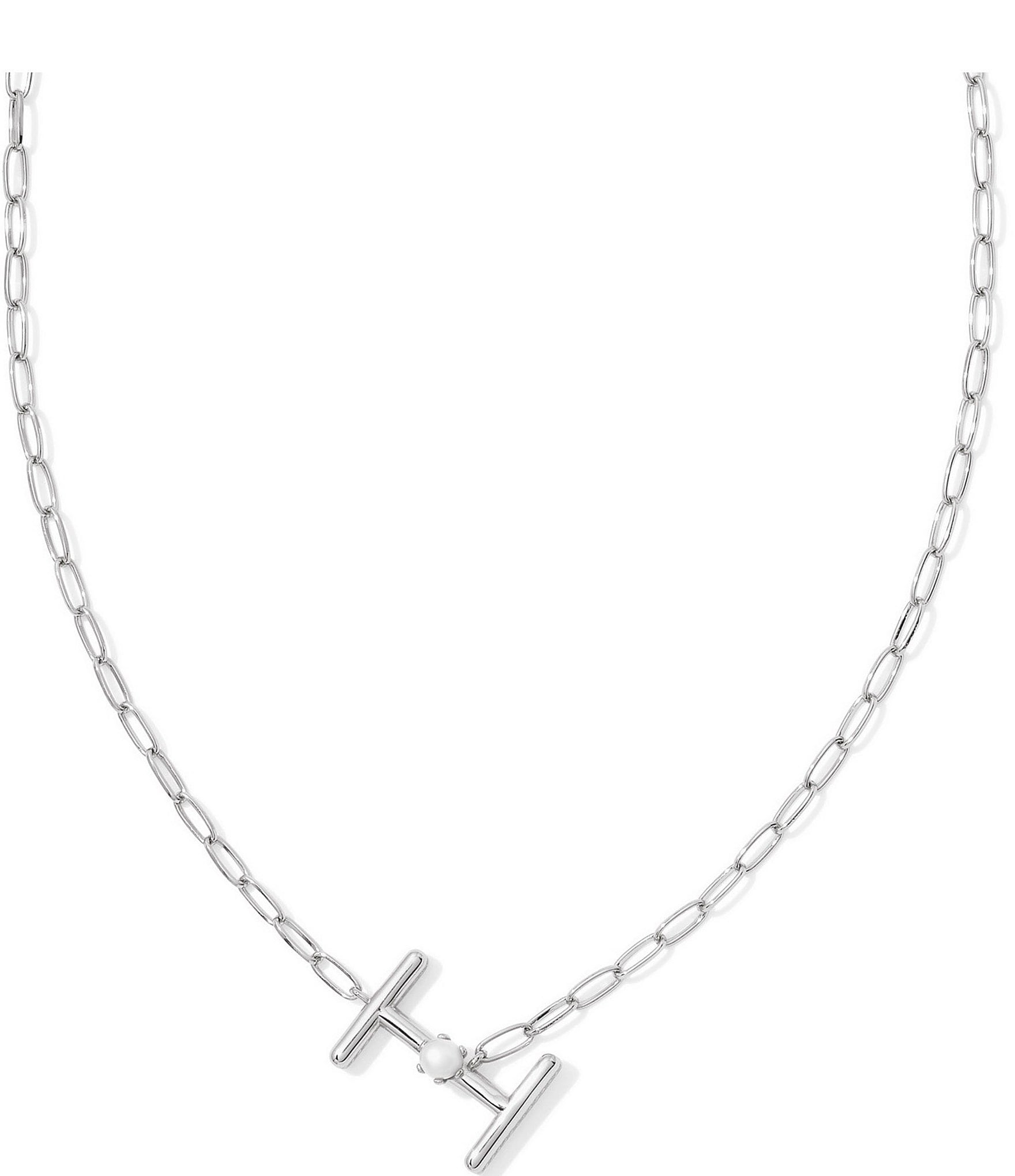 Kendra Scott Pearl Initial Silver Short Pendant Necklace