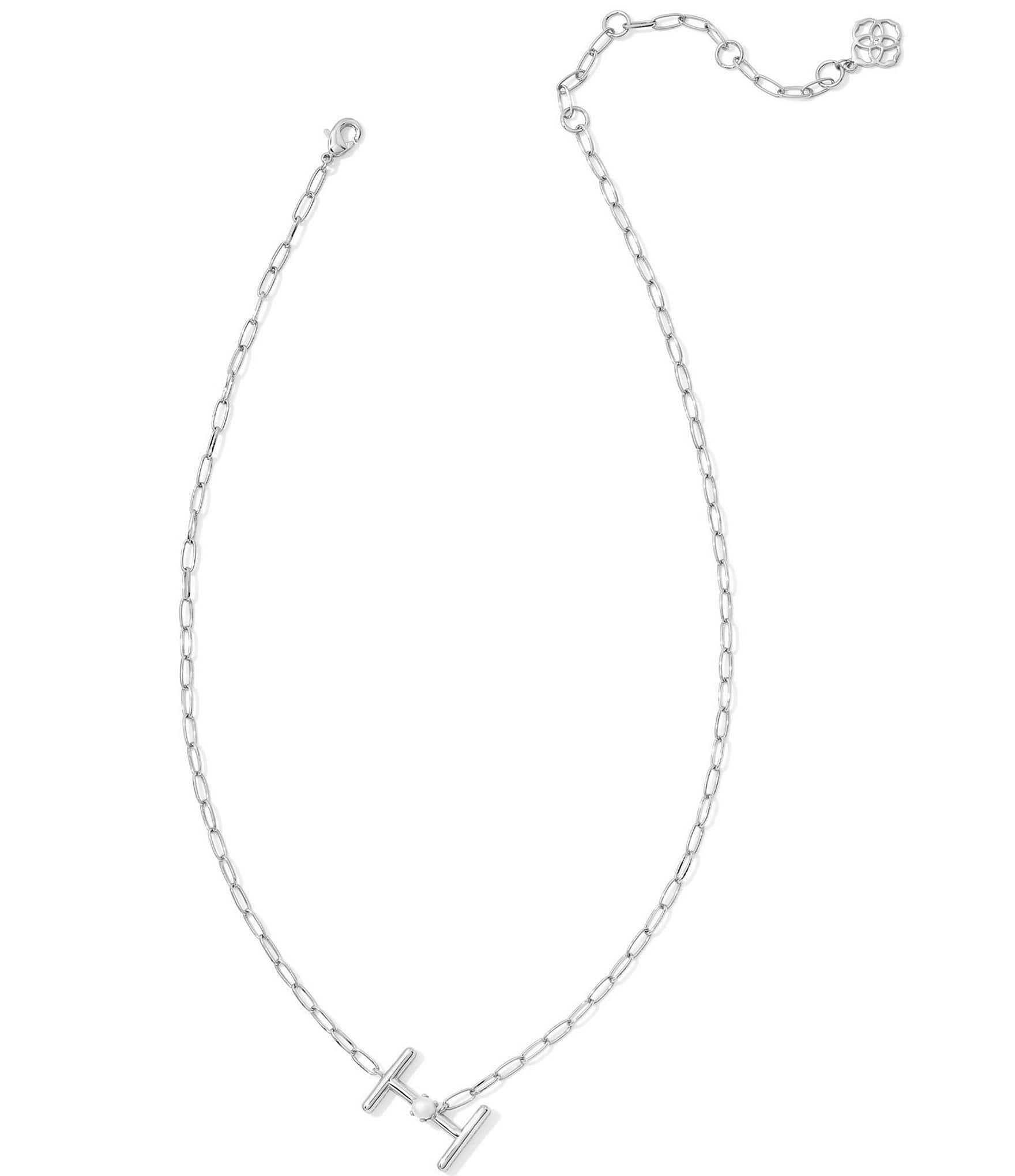 Kendra Scott Pearl Initial Silver Short Pendant Necklace