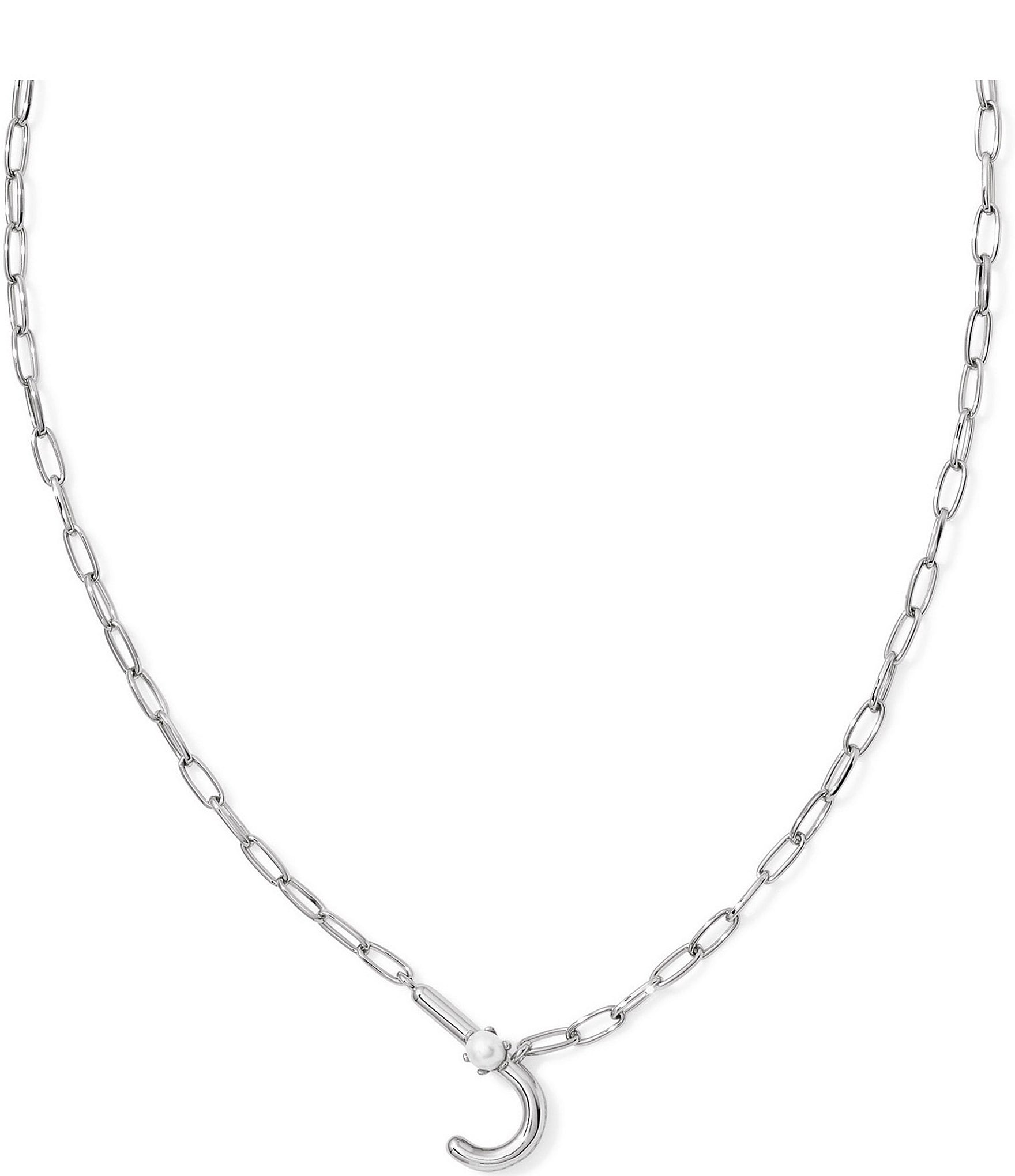 Kendra Scott Pearl Initial Silver Short Pendant Necklace