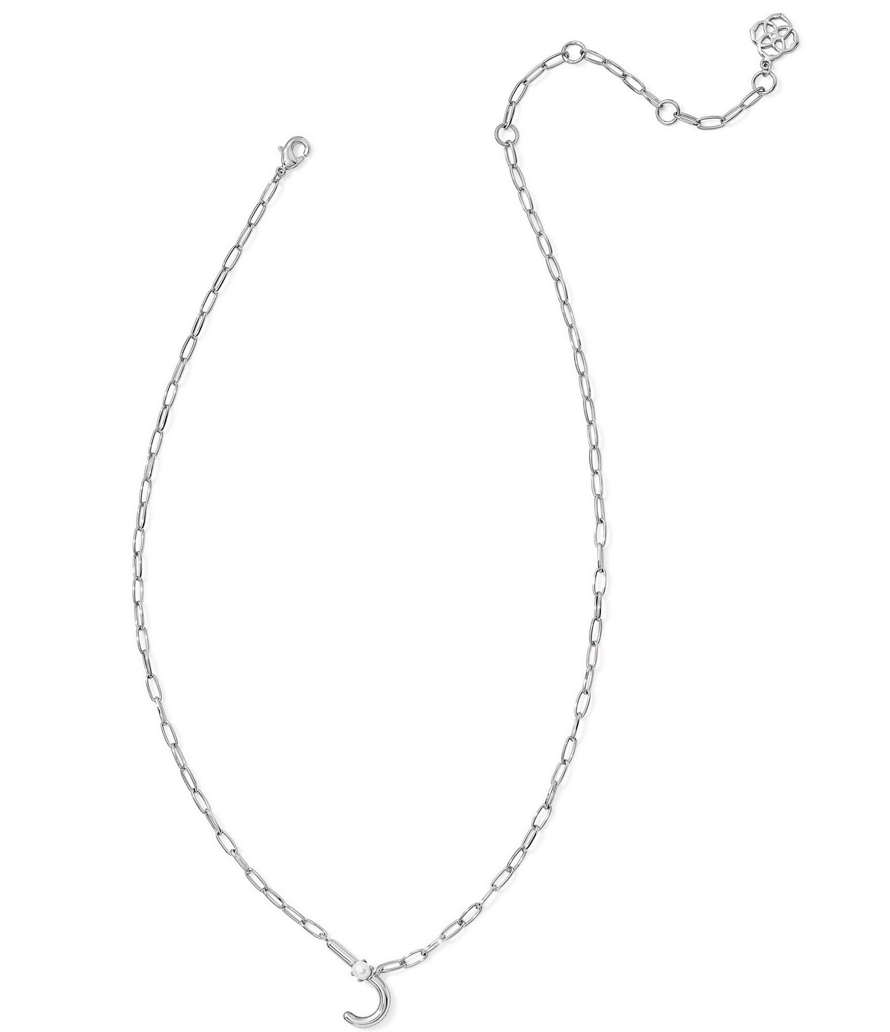 Kendra Scott Pearl Initial Silver Short Pendant Necklace