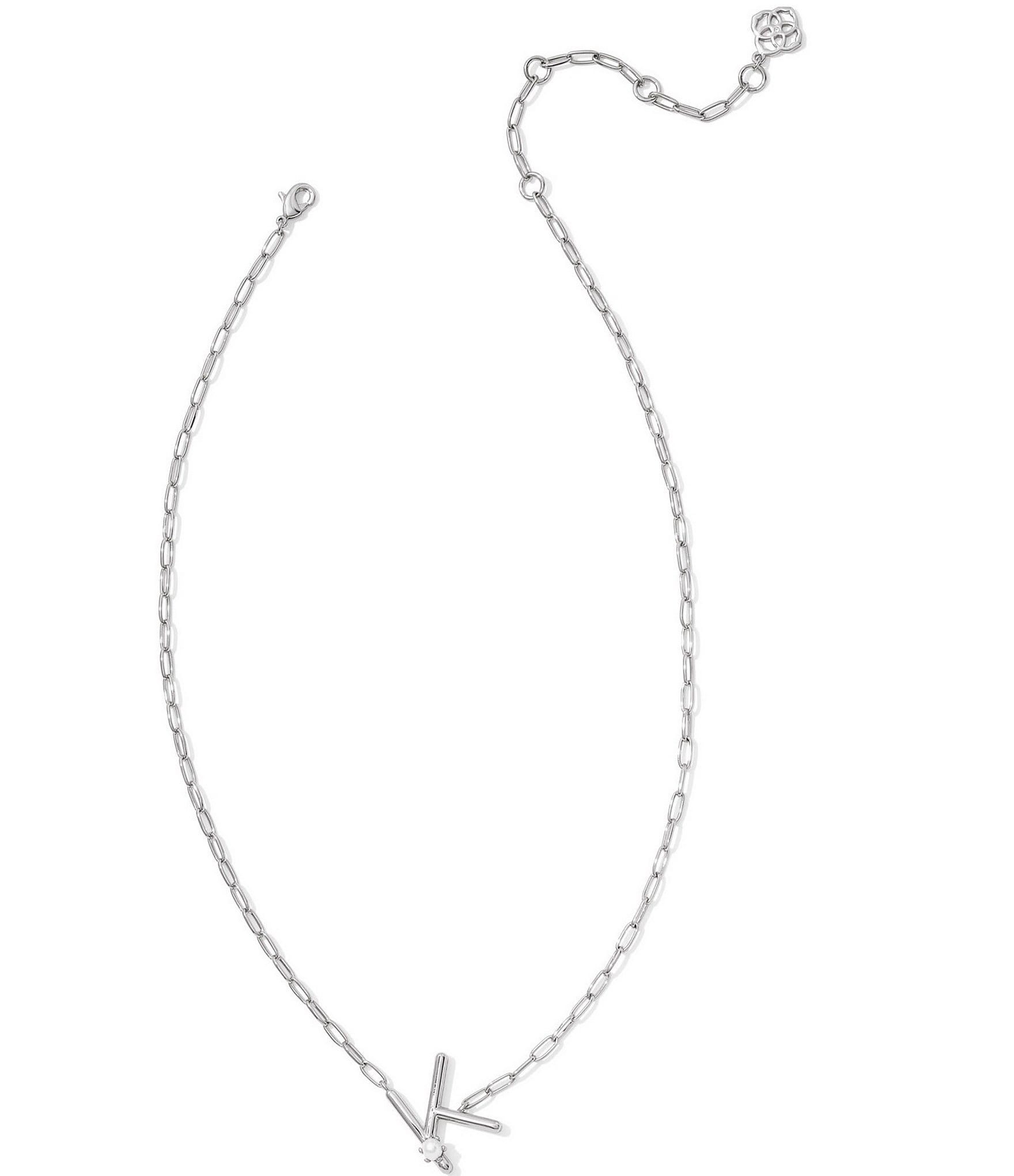 Kendra Scott Pearl Initial Silver Short Pendant Necklace