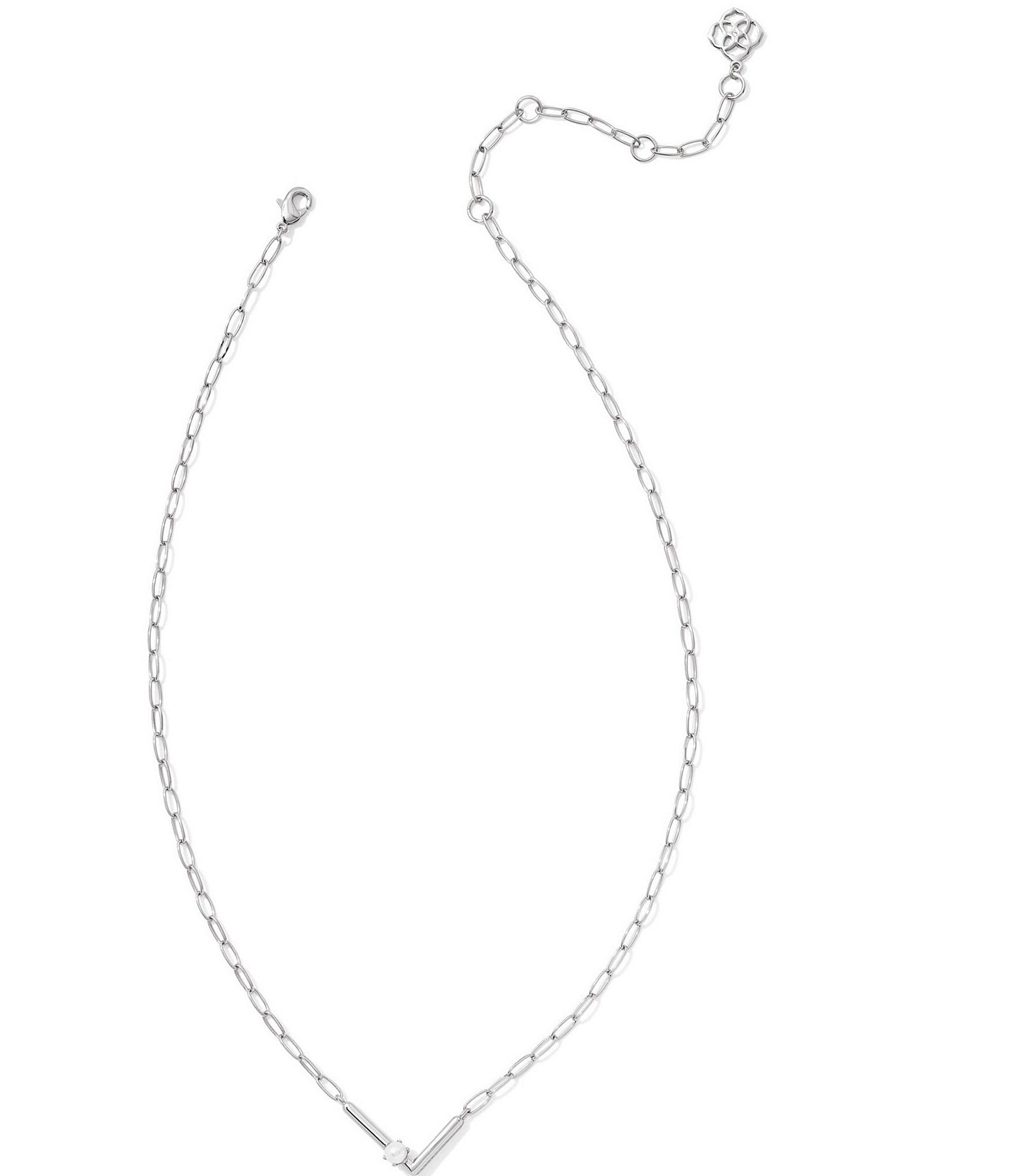 Kendra Scott Pearl Initial Silver Short Pendant Necklace