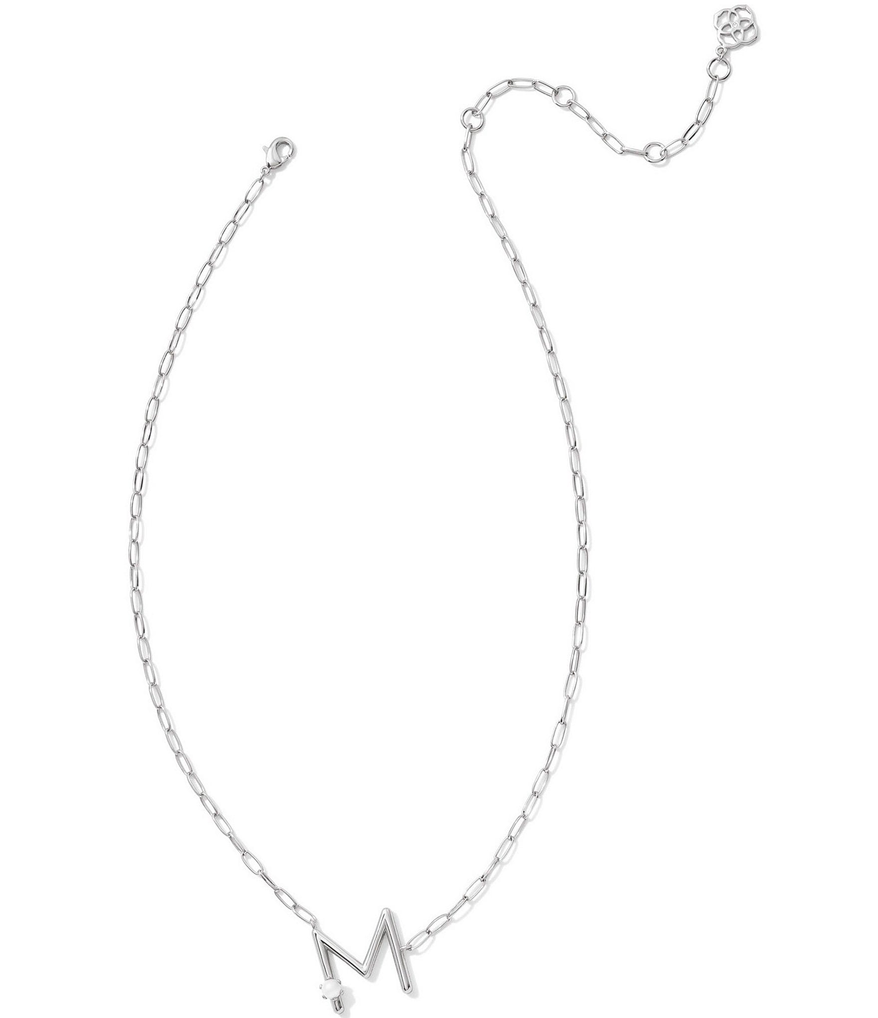 Kendra Scott Pearl Initial Silver Short Pendant Necklace