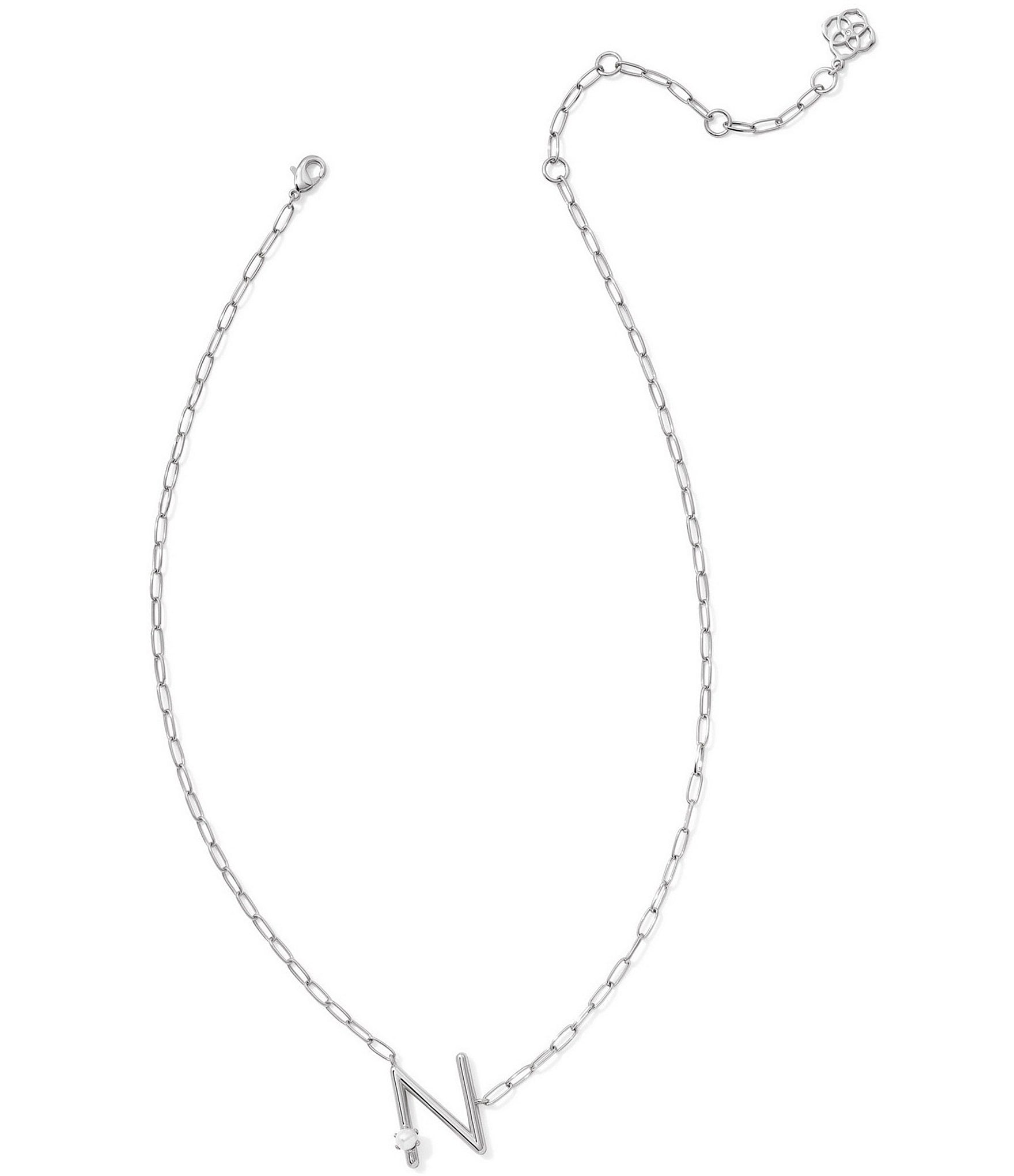 Kendra Scott Pearl Initial Silver Short Pendant Necklace