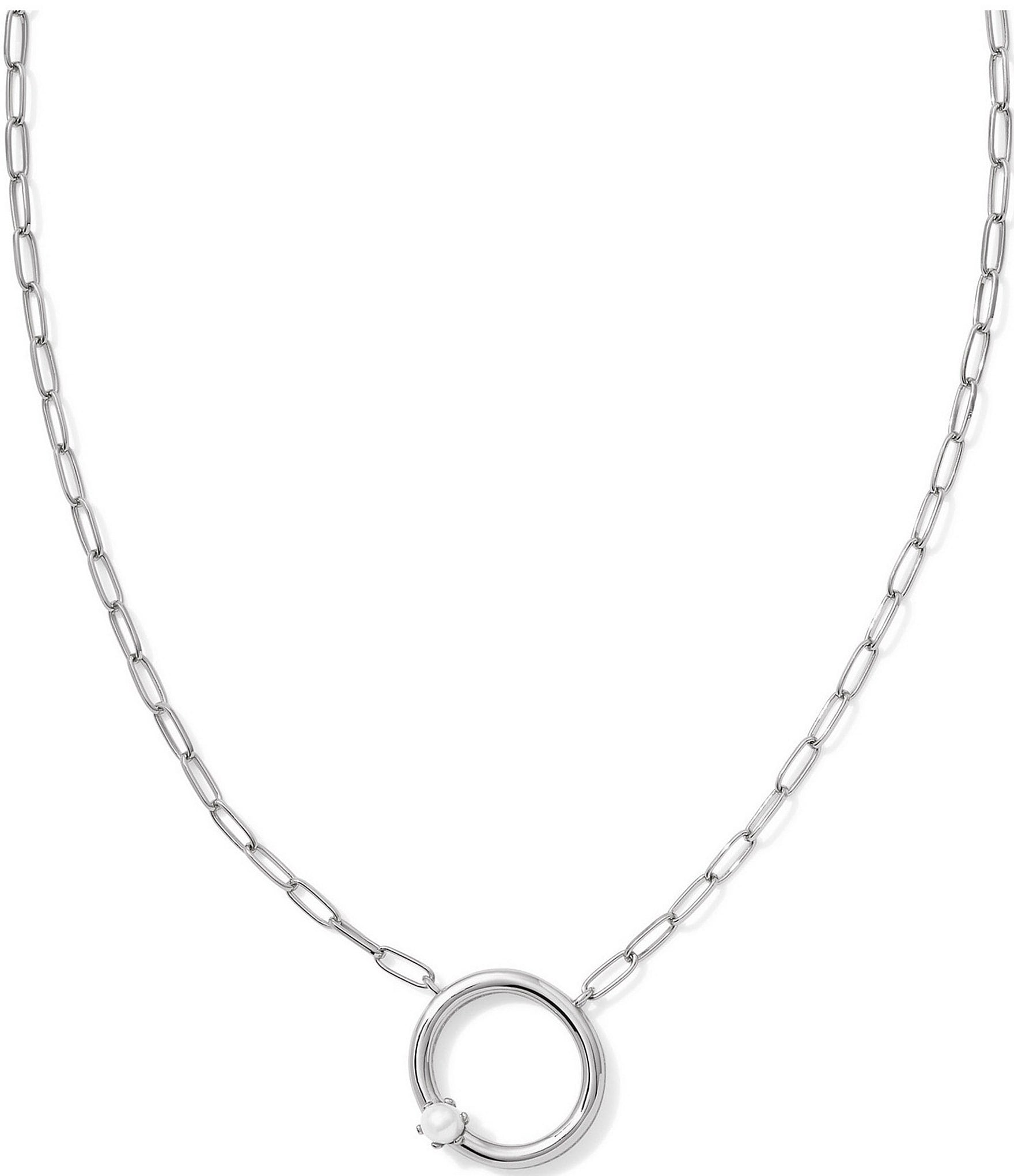 Kendra Scott Pearl Initial Silver Short Pendant Necklace