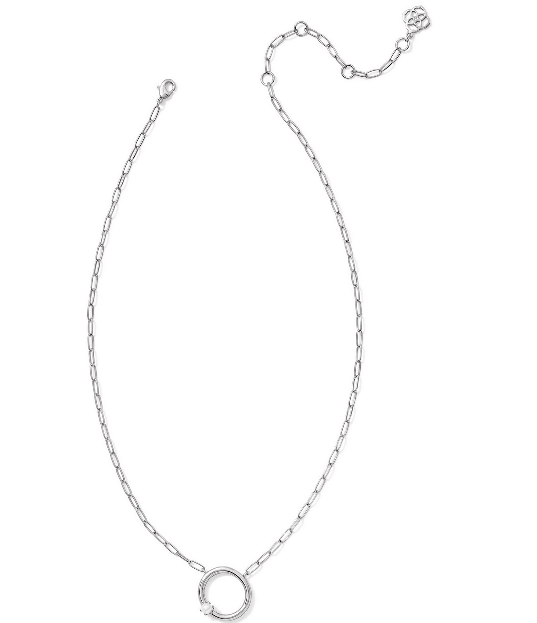 Kendra Scott Pearl Initial Silver Short Pendant Necklace