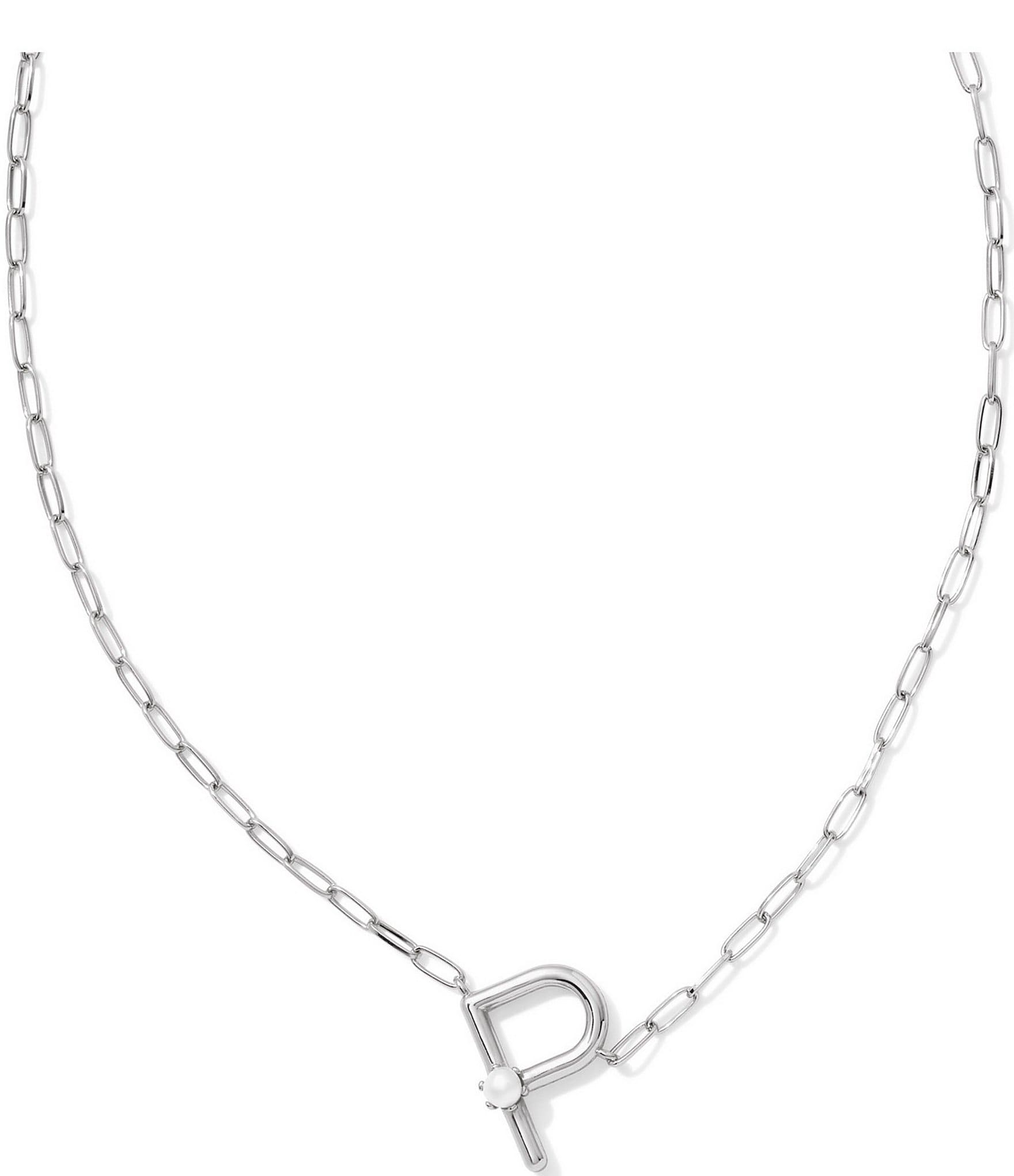 Kendra Scott Pearl Initial Silver Short Pendant Necklace