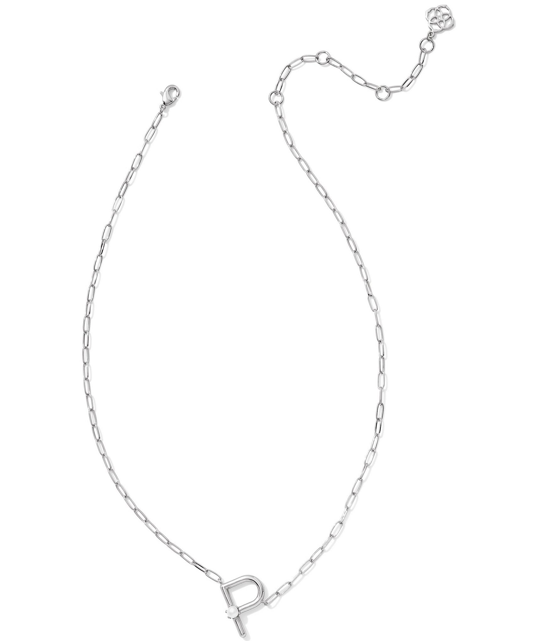 Kendra Scott Pearl Initial Silver Short Pendant Necklace