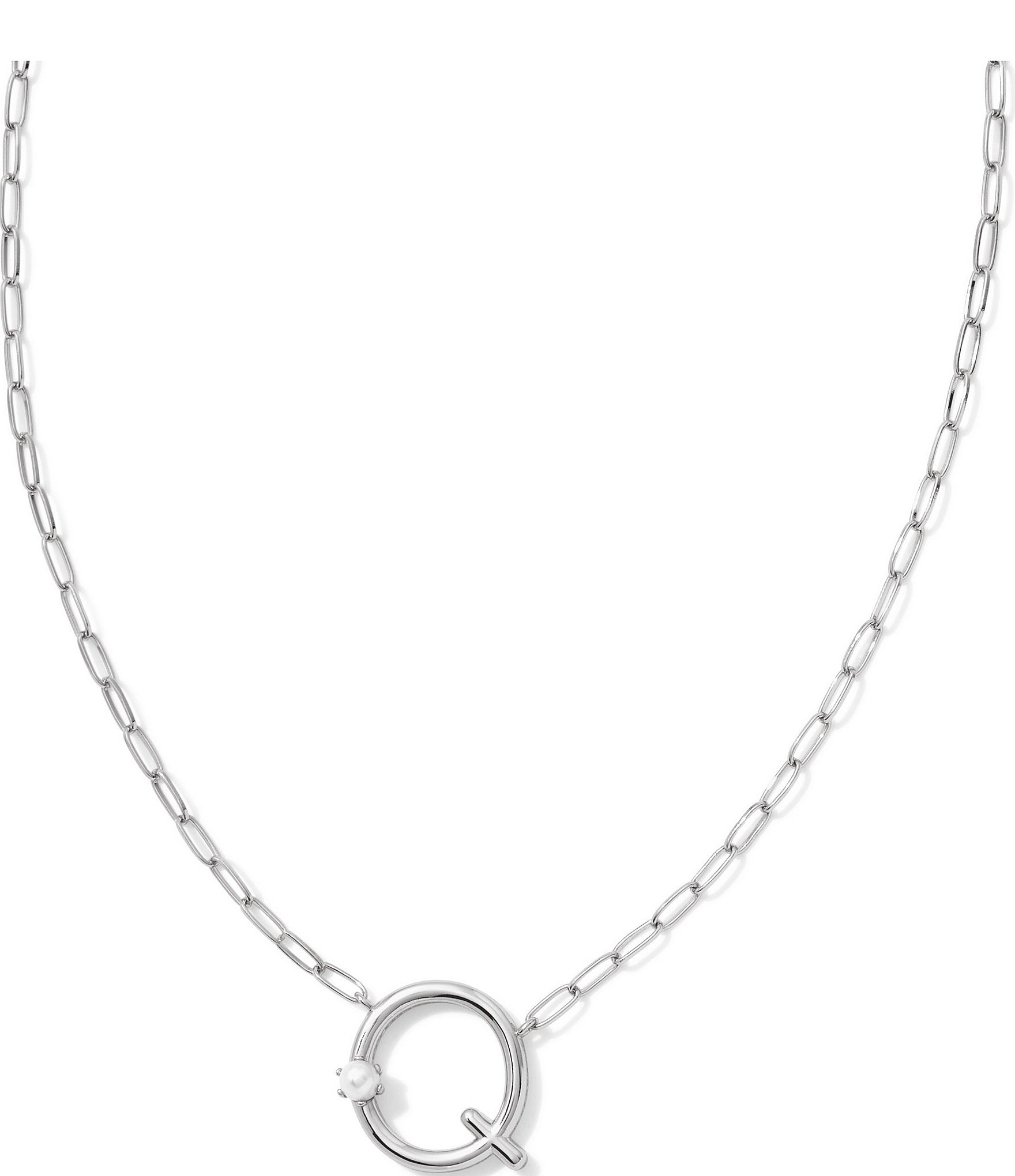 Kendra Scott Pearl Initial Silver Short Pendant Necklace