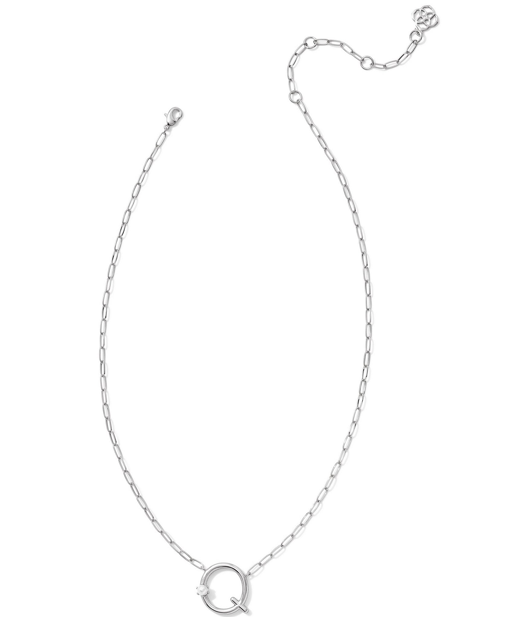 Kendra Scott Pearl Initial Silver Short Pendant Necklace