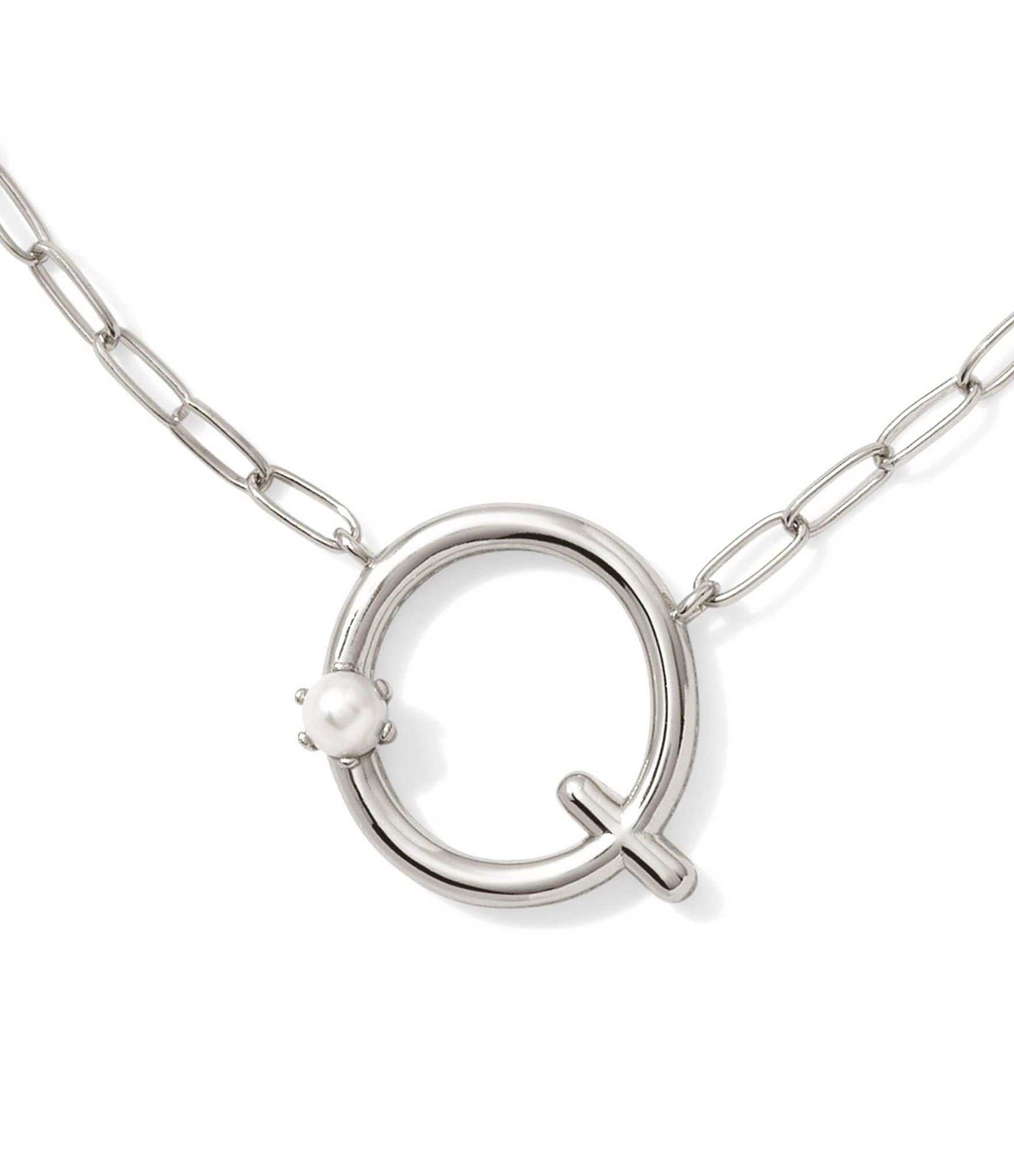 Kendra Scott Pearl Initial Silver Short Pendant Necklace