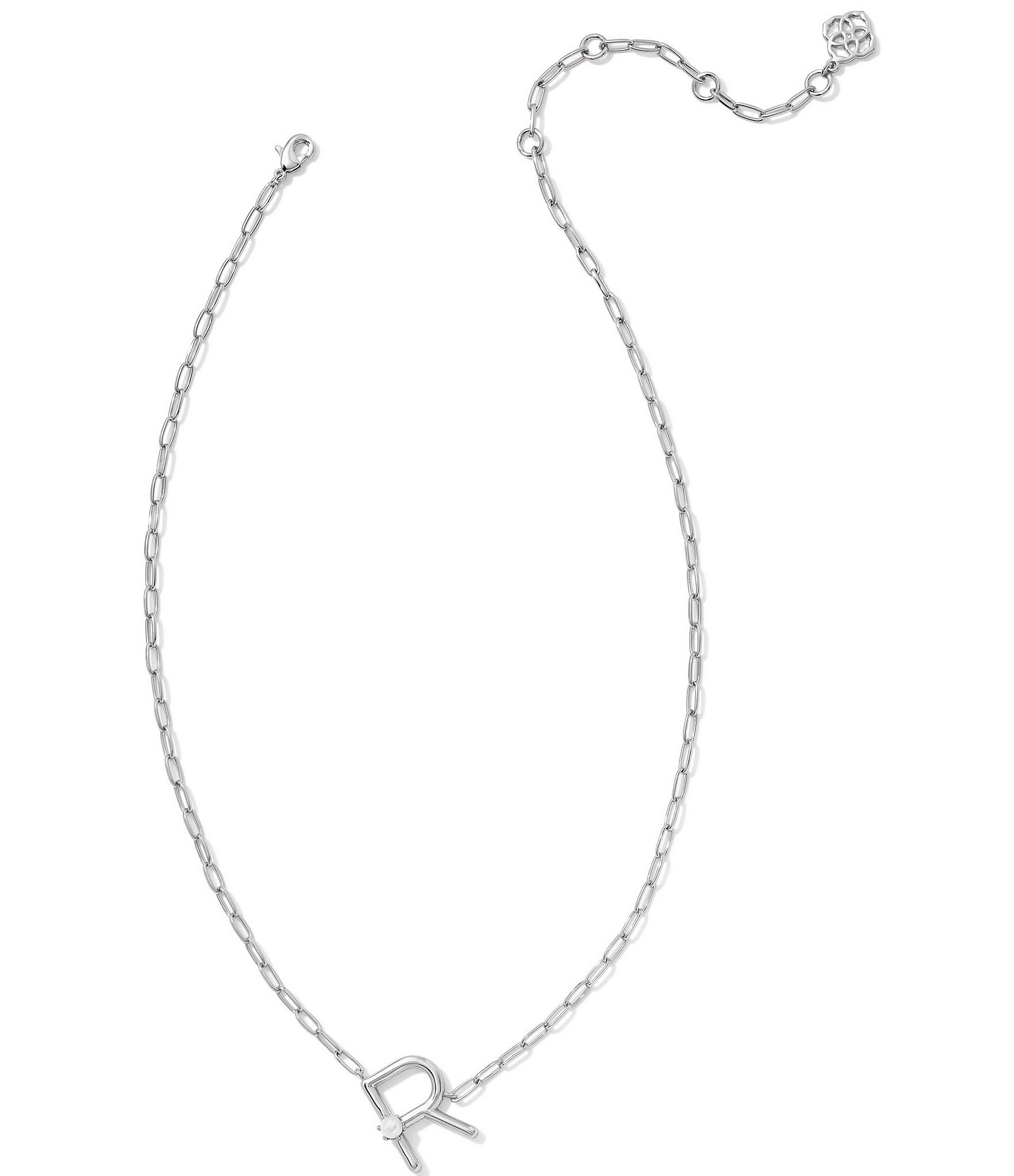 Kendra Scott Pearl Initial Silver Short Pendant Necklace