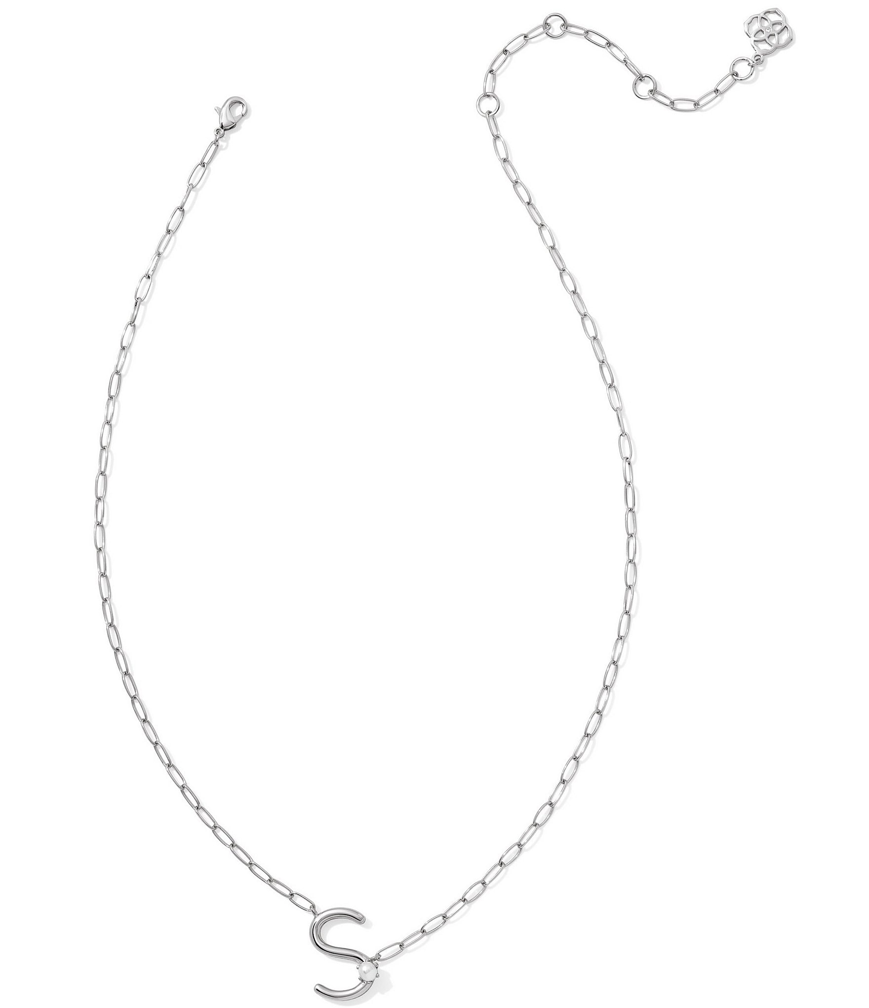 Kendra Scott Pearl Initial Silver Short Pendant Necklace