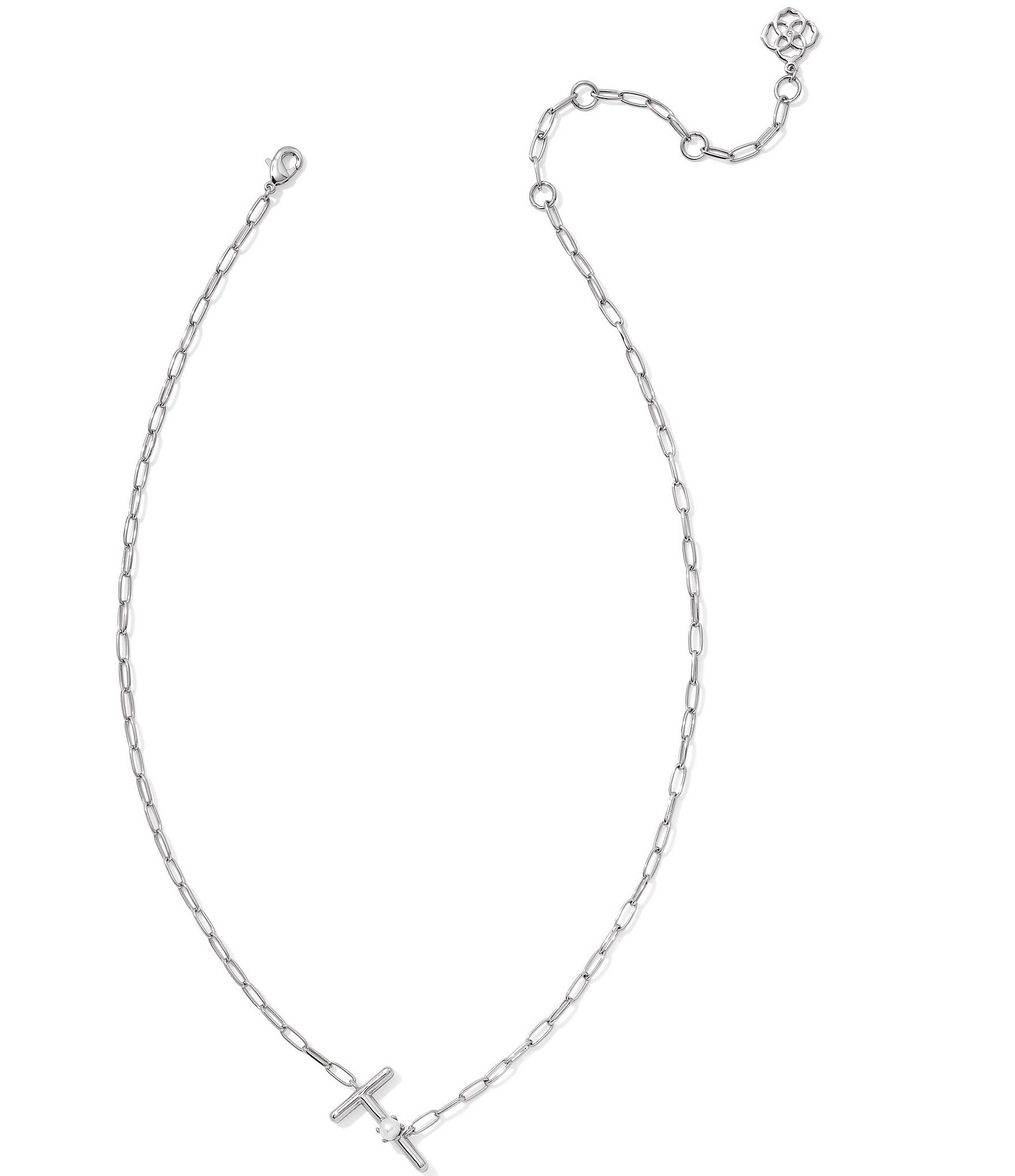 Kendra Scott Pearl Initial Silver Short Pendant Necklace