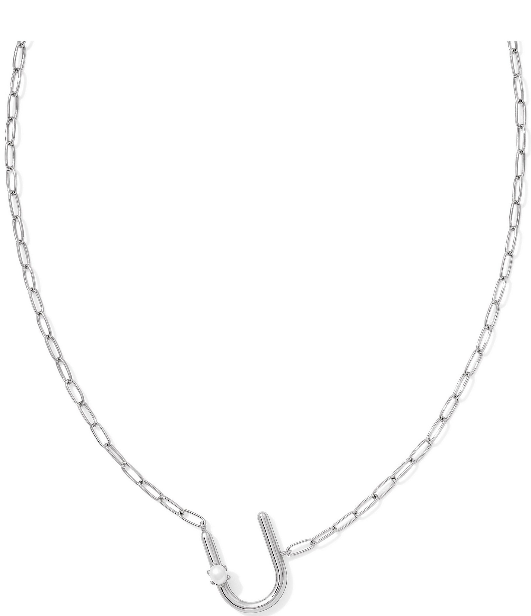 Kendra Scott Pearl Initial Silver Short Pendant Necklace