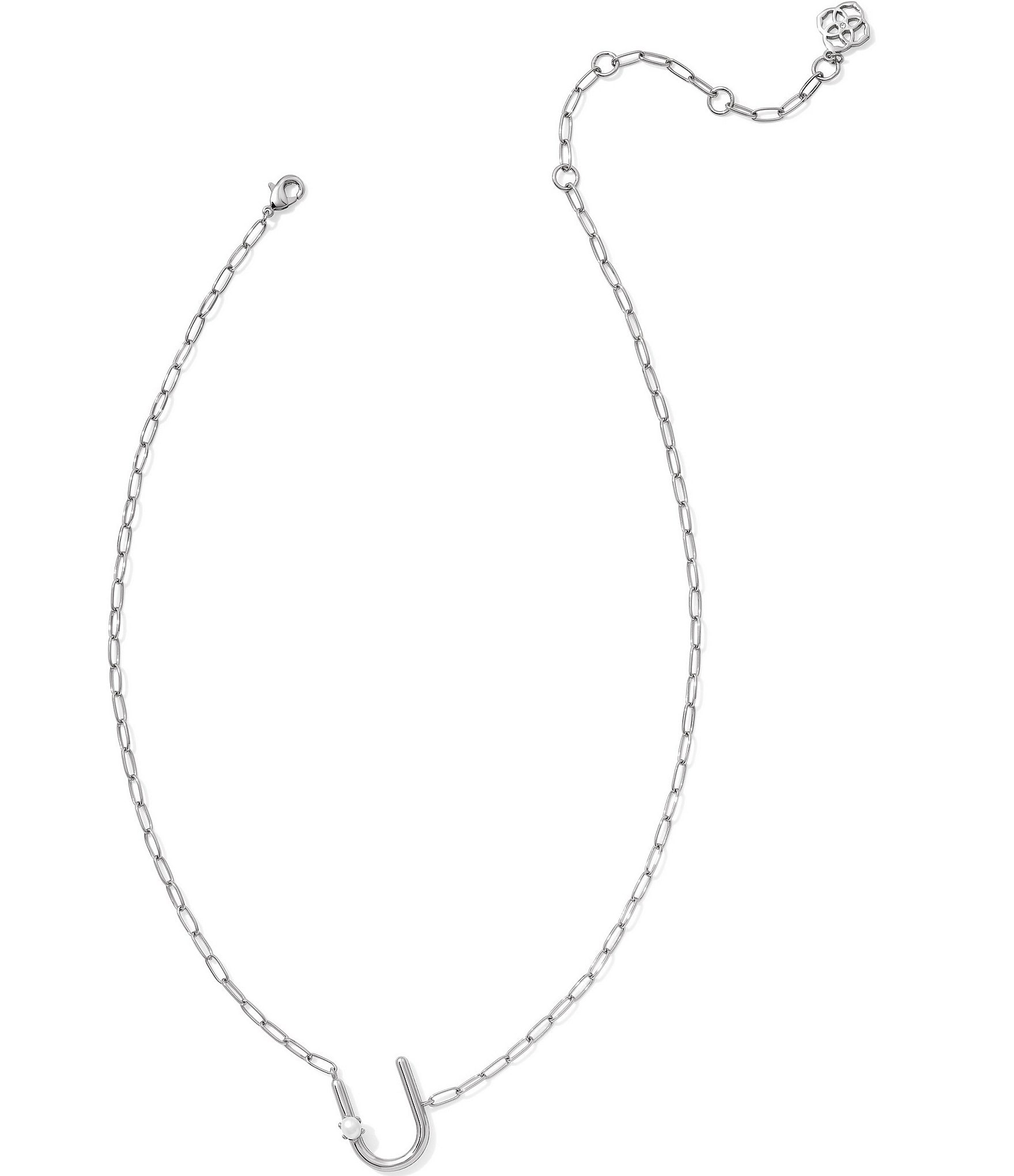 Kendra Scott Pearl Initial Silver Short Pendant Necklace