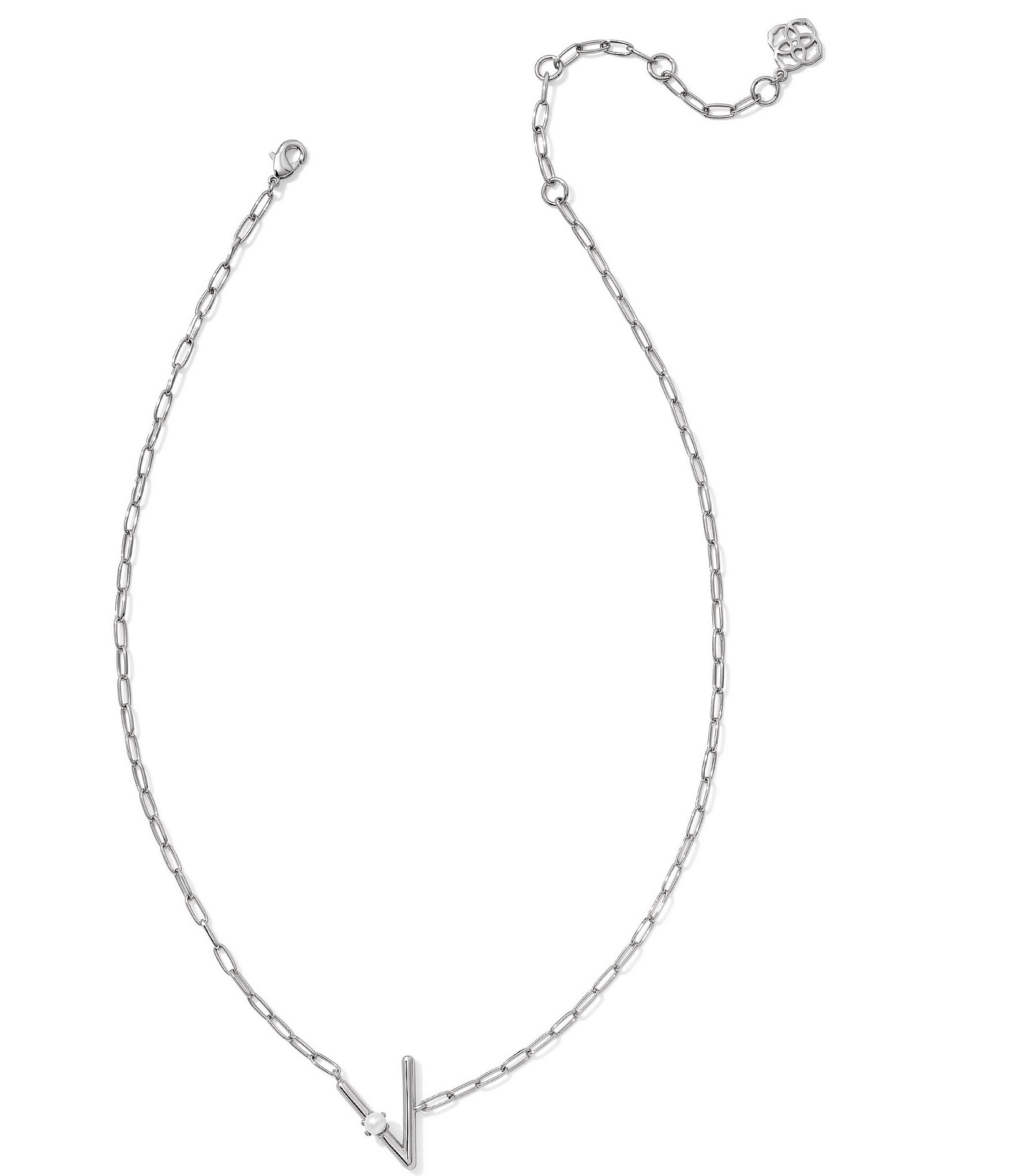 Kendra Scott Pearl Initial Silver Short Pendant Necklace