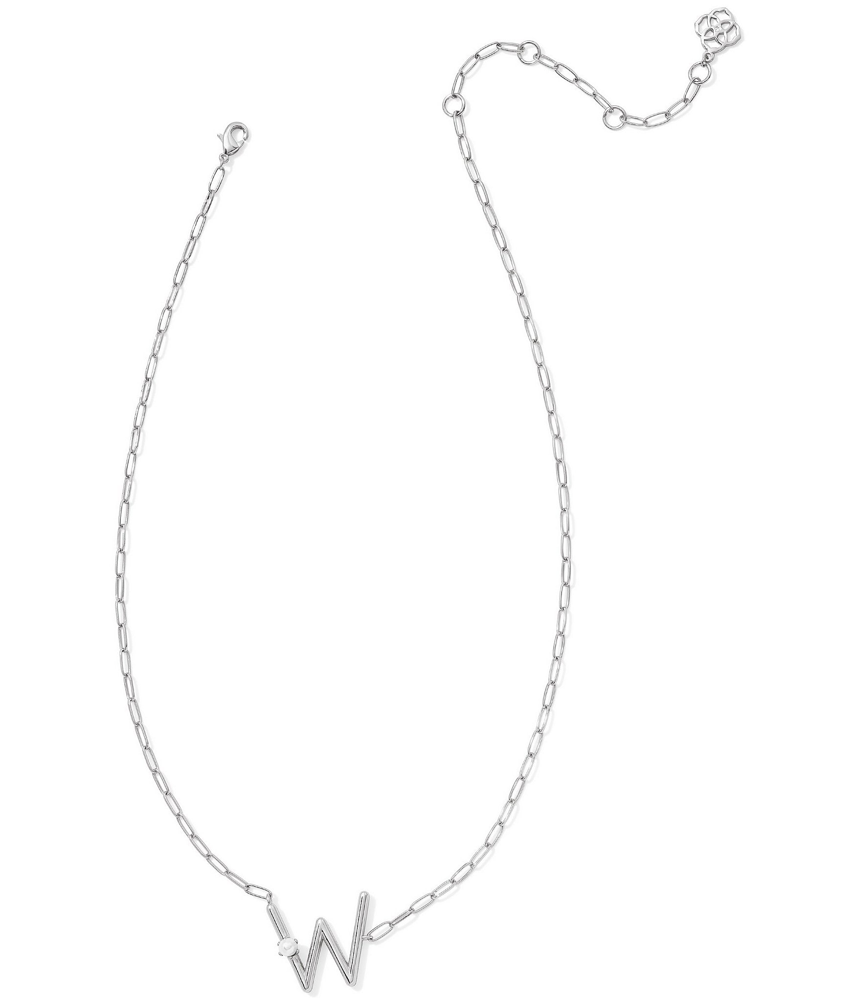 Kendra Scott Pearl Initial Silver Short Pendant Necklace