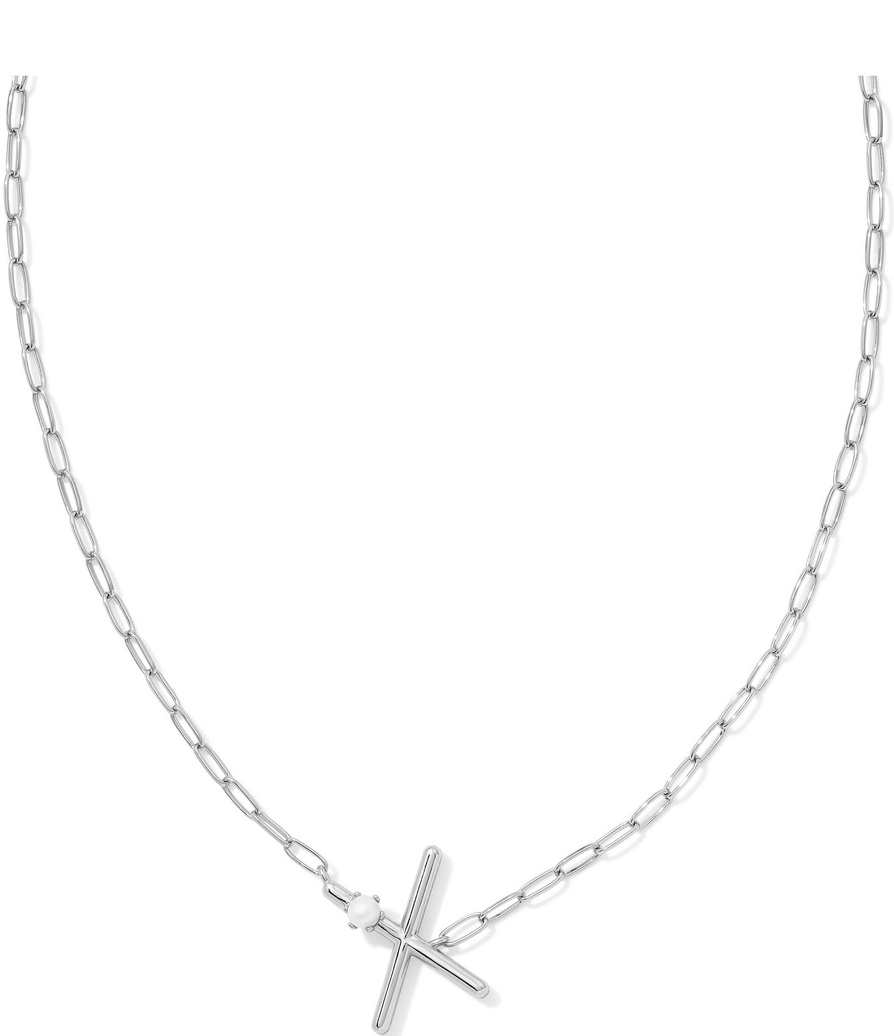 Kendra Scott Pearl Initial Silver Short Pendant Necklace